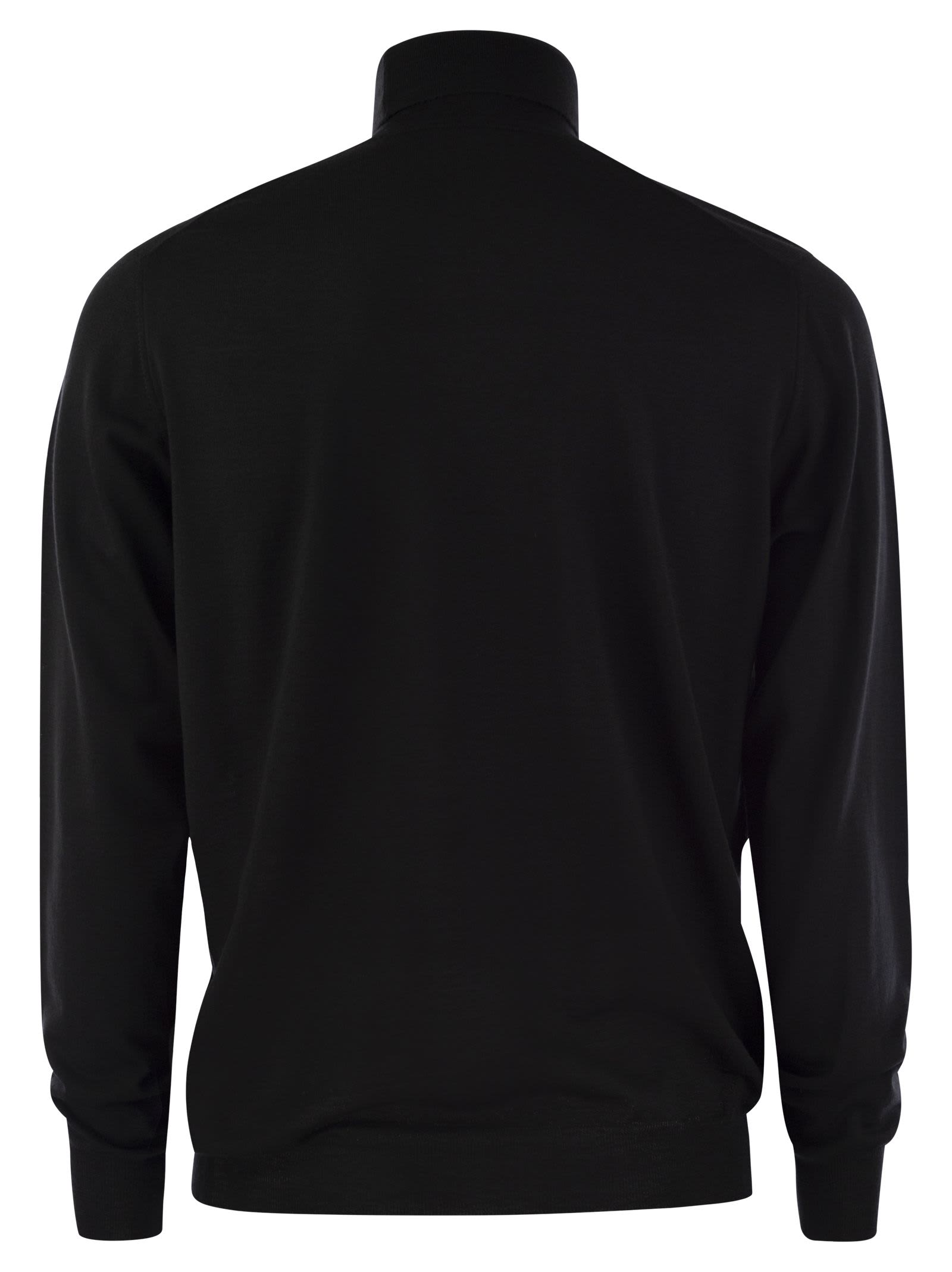 Fedeli Wool And Cashmere Turtleneck Jumper In Black