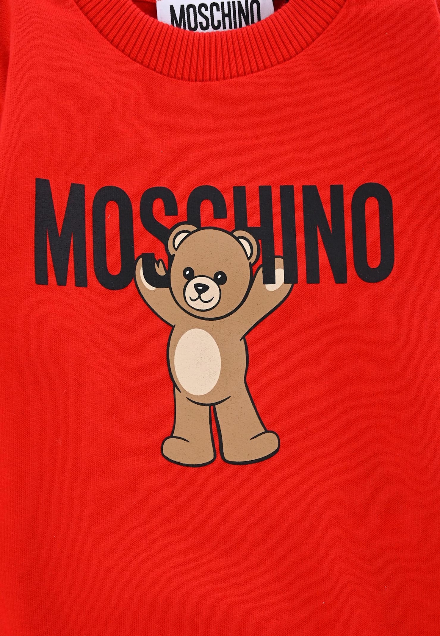 Moschino Red Sweatshirt For Babykids With Teddy Bear In Red