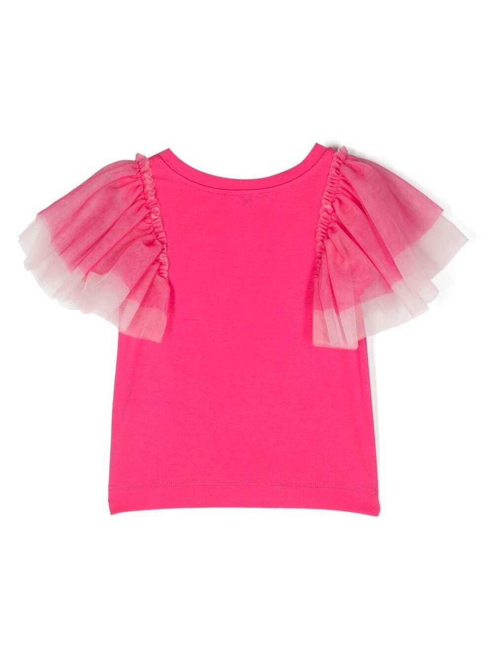 Shop Monnalisa T-shirt Farfalla Popeline Jersey In Pink