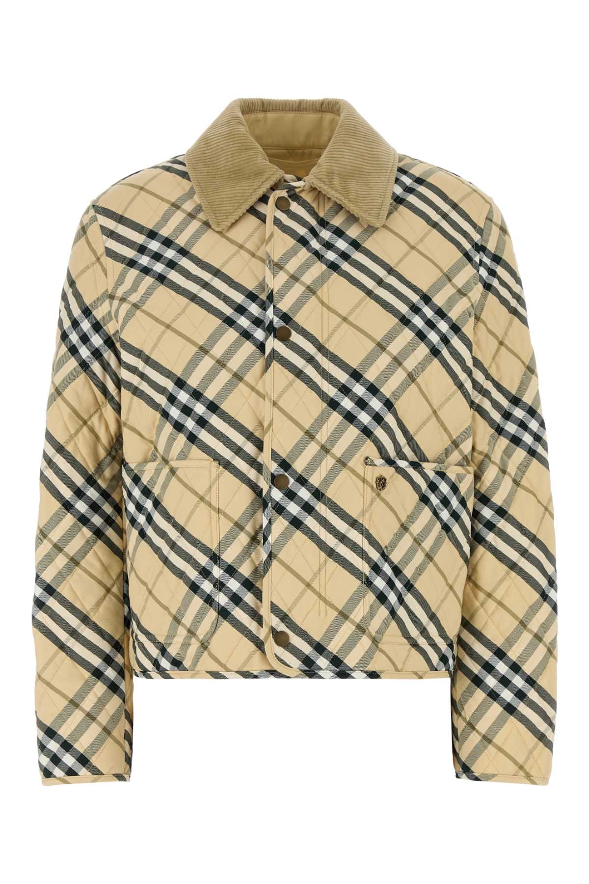 Shop Burberry Printed Cotton Jacket In Beige