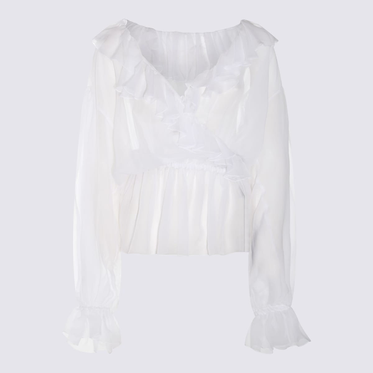 Shop Dolce & Gabbana White Silk Top In Optical White