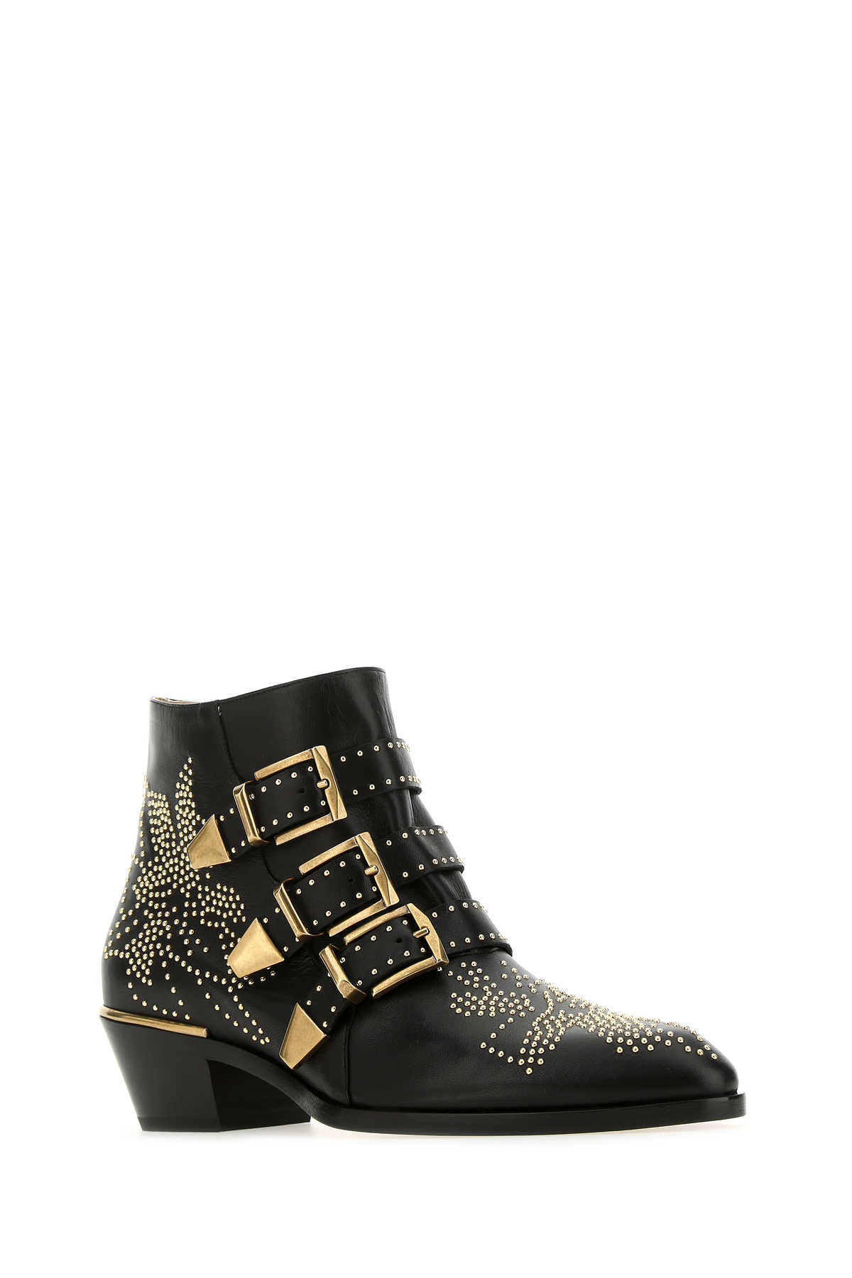 Shop Chloé Embellished Nappa Leather Susanna Ankle Boots In 0zy