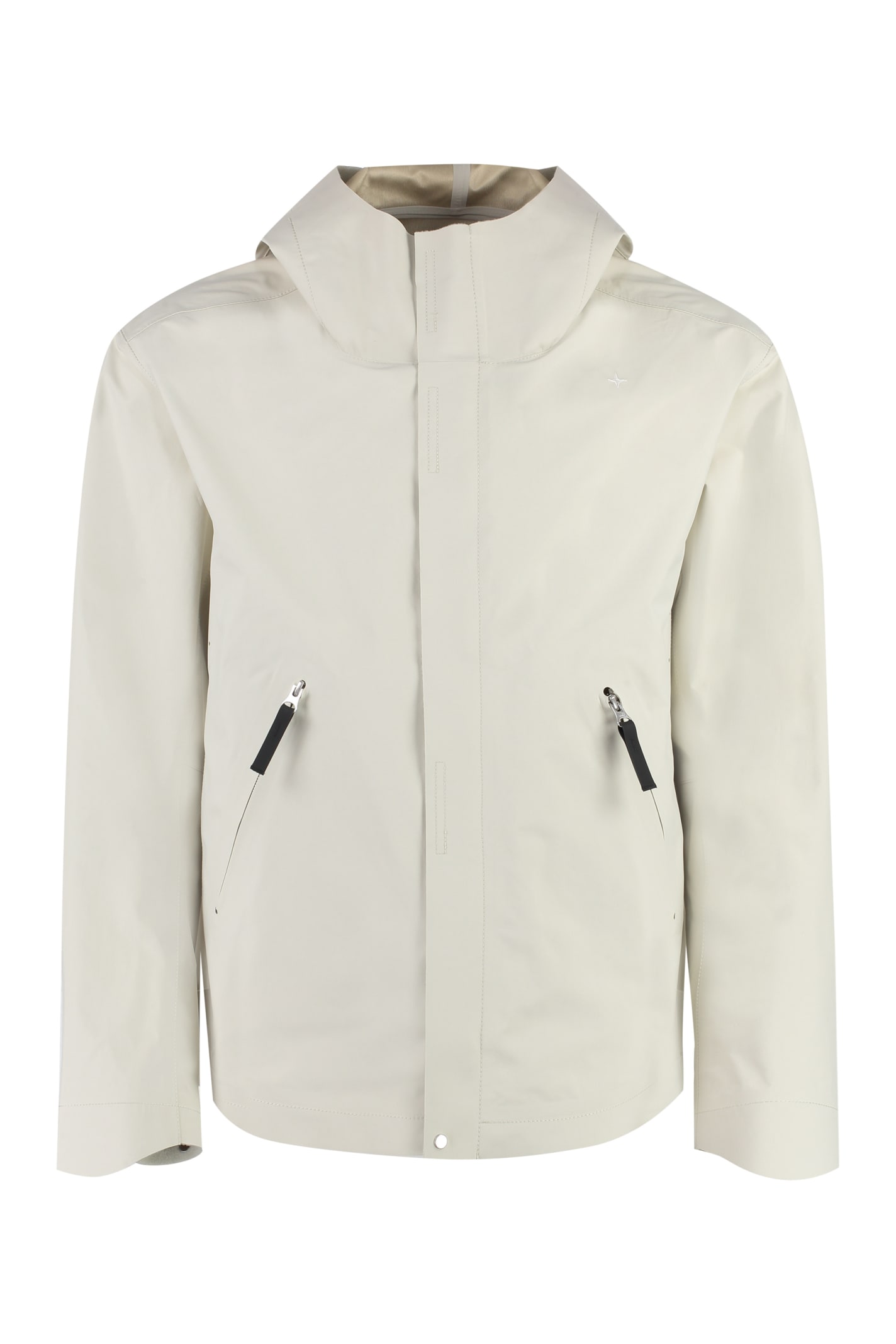 Shop Stone Island Technical Fabric Hooded Jacket In Ivory