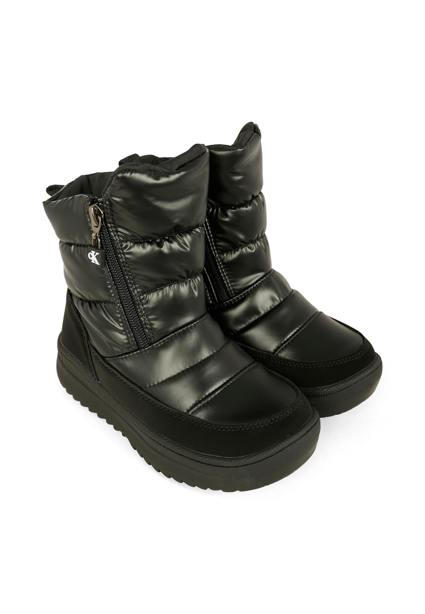 Calvin Klein Black Snow Boots For Kids In Black