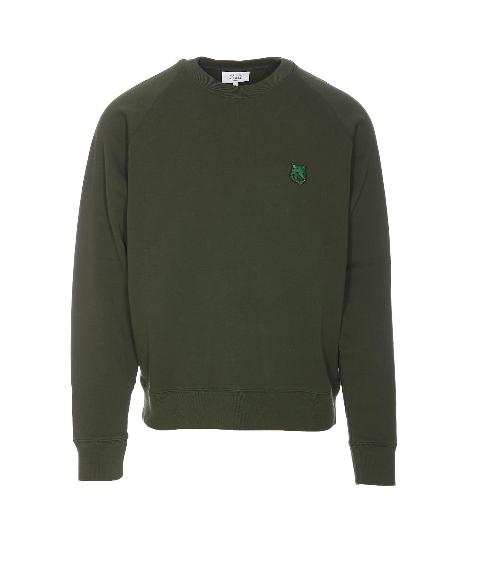 Shop Maison Kitsuné Bold Fox Head Patch Sweatshirt In Green