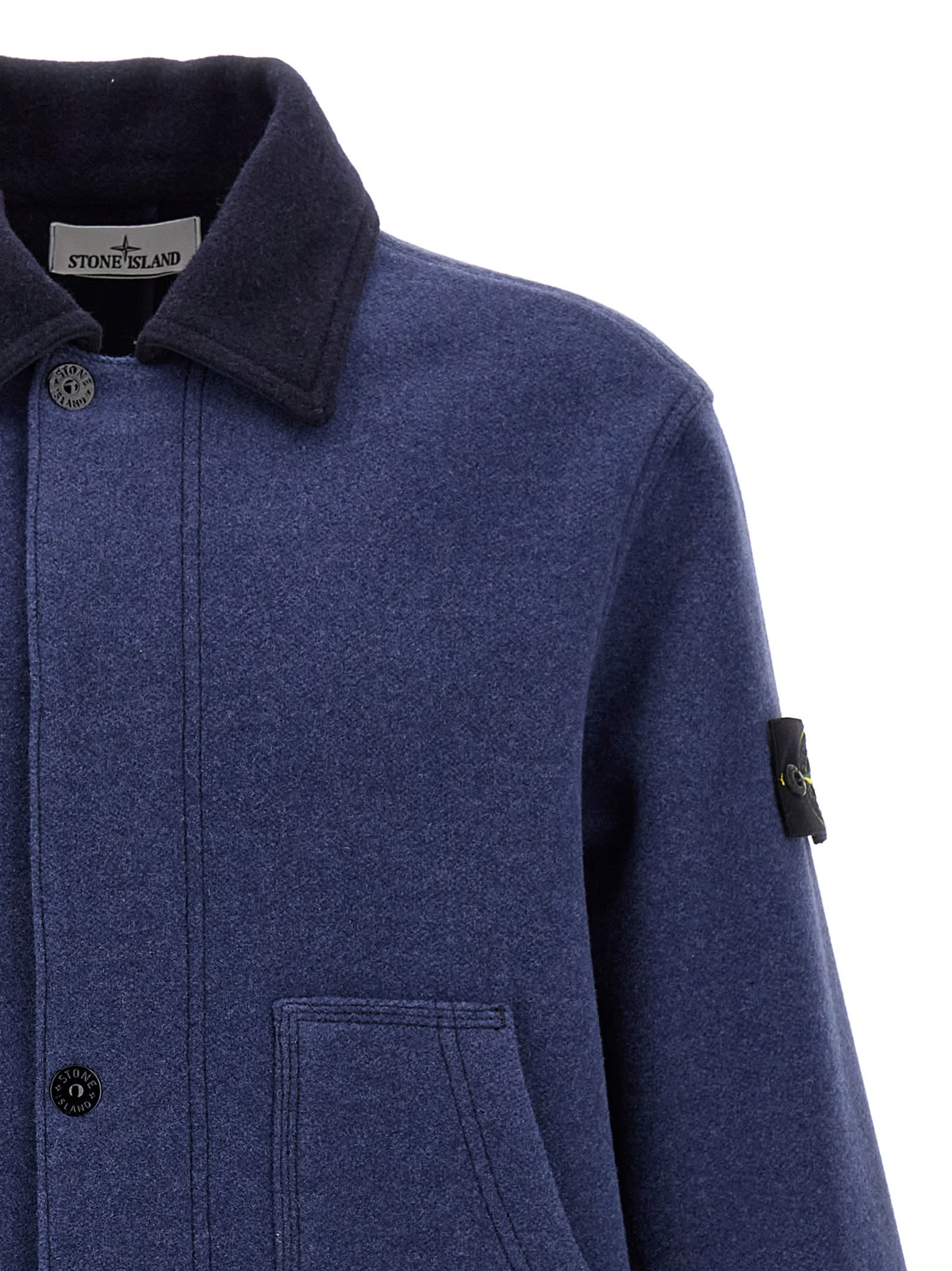 Shop Stone Island Panno Double Jacket In Blue