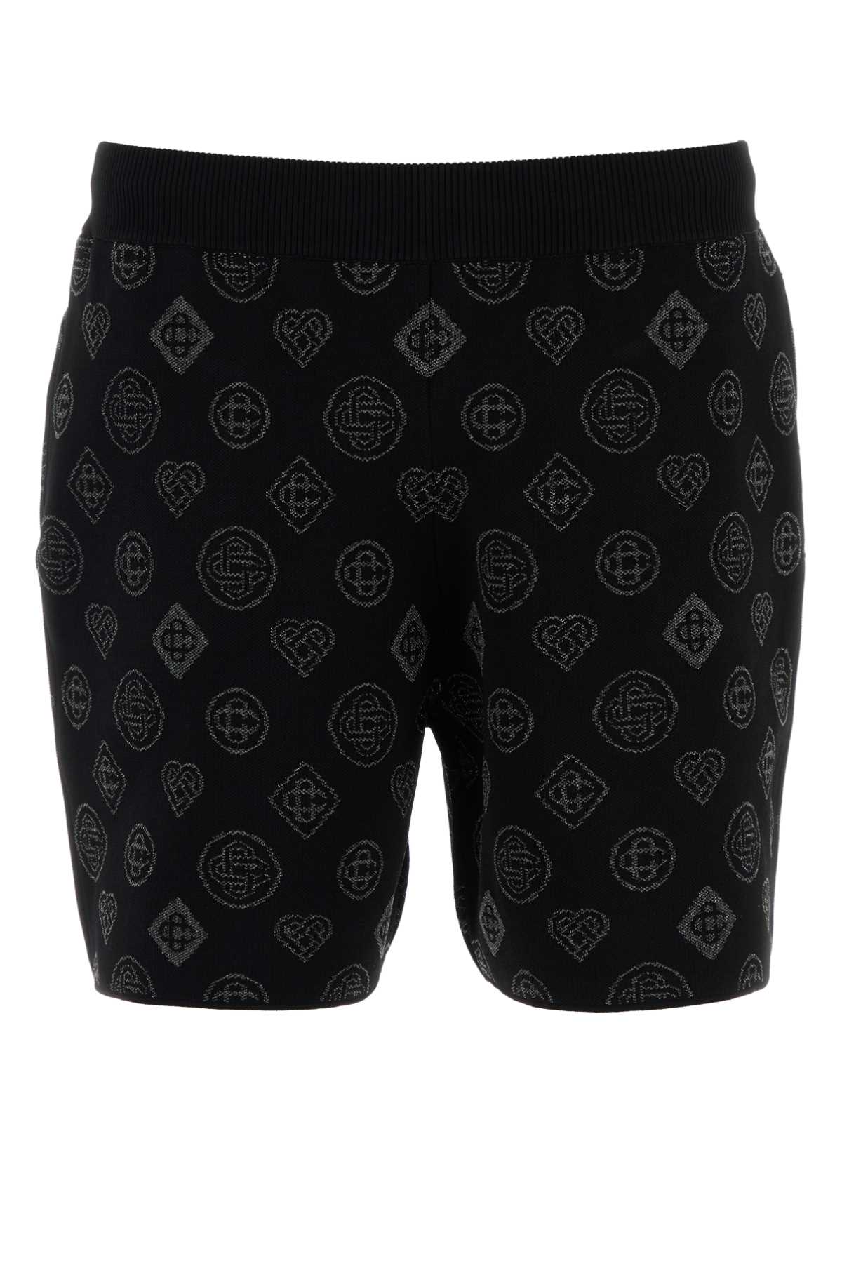 Casablanca Embroidered Stretch Jacquard Bermuda Shorts In Black