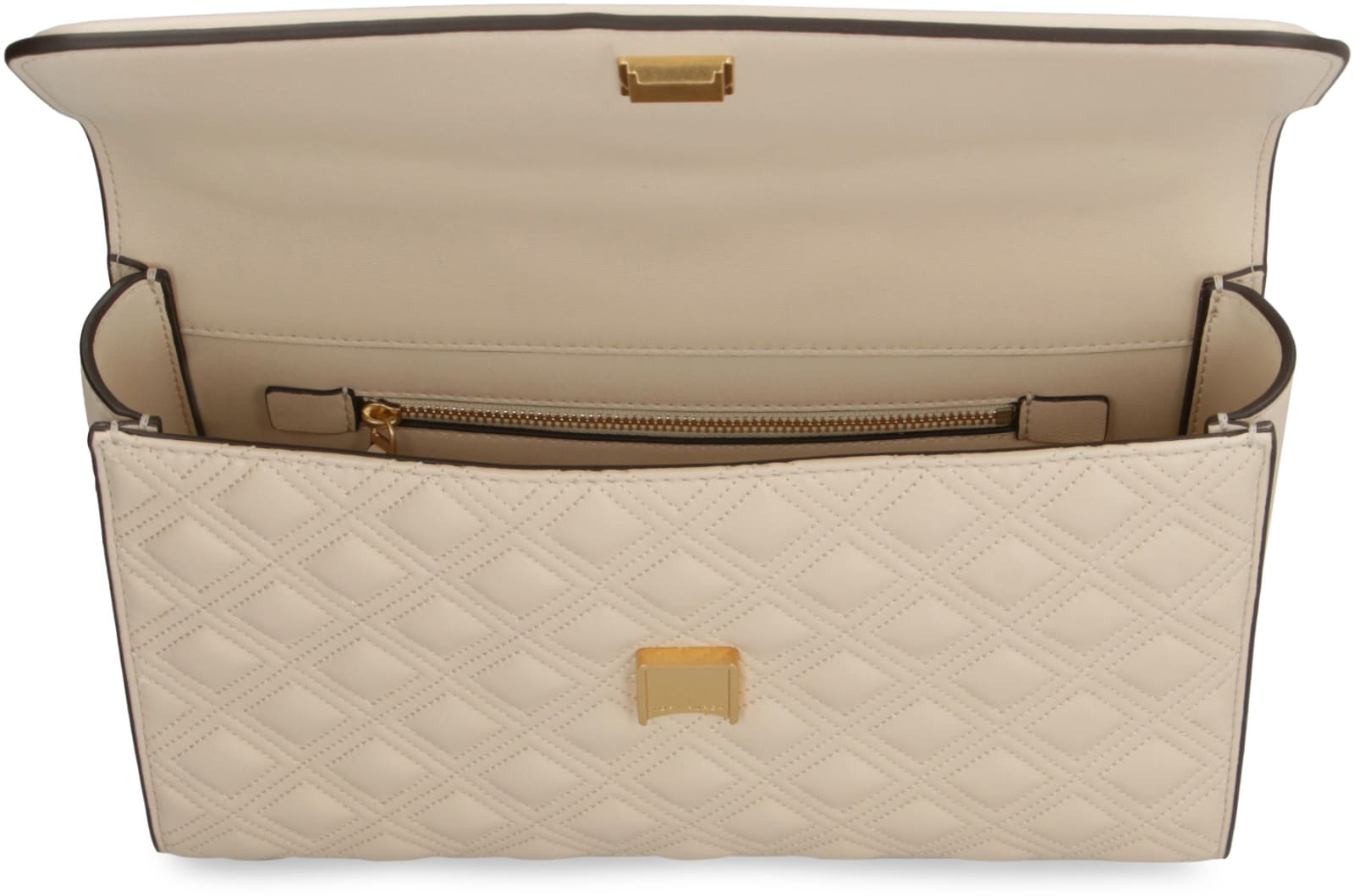 Shop Tory Burch Fleming Leather Shoulder Bag In Beige