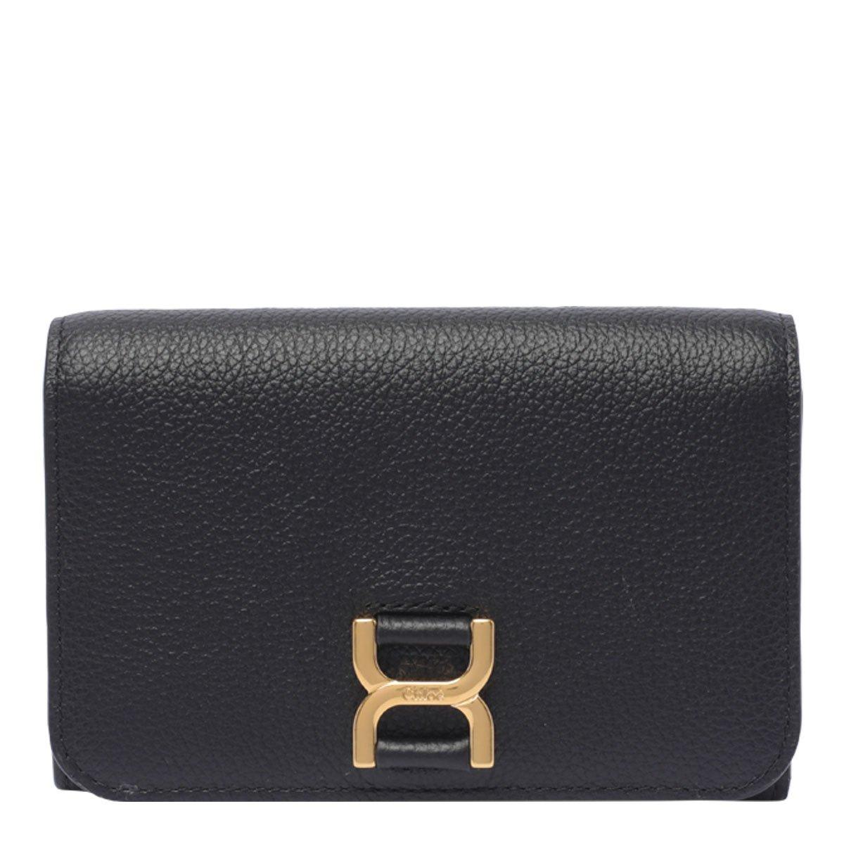 Shop Chloé Marcie Tri-fold Wallet In Black