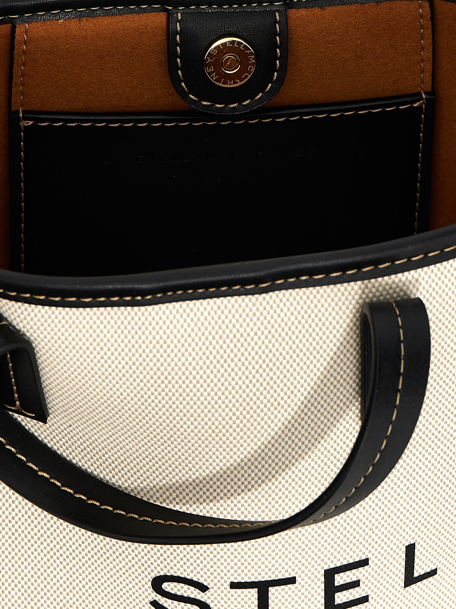 Stella Mccartney Logo Shopping Bag In Beige