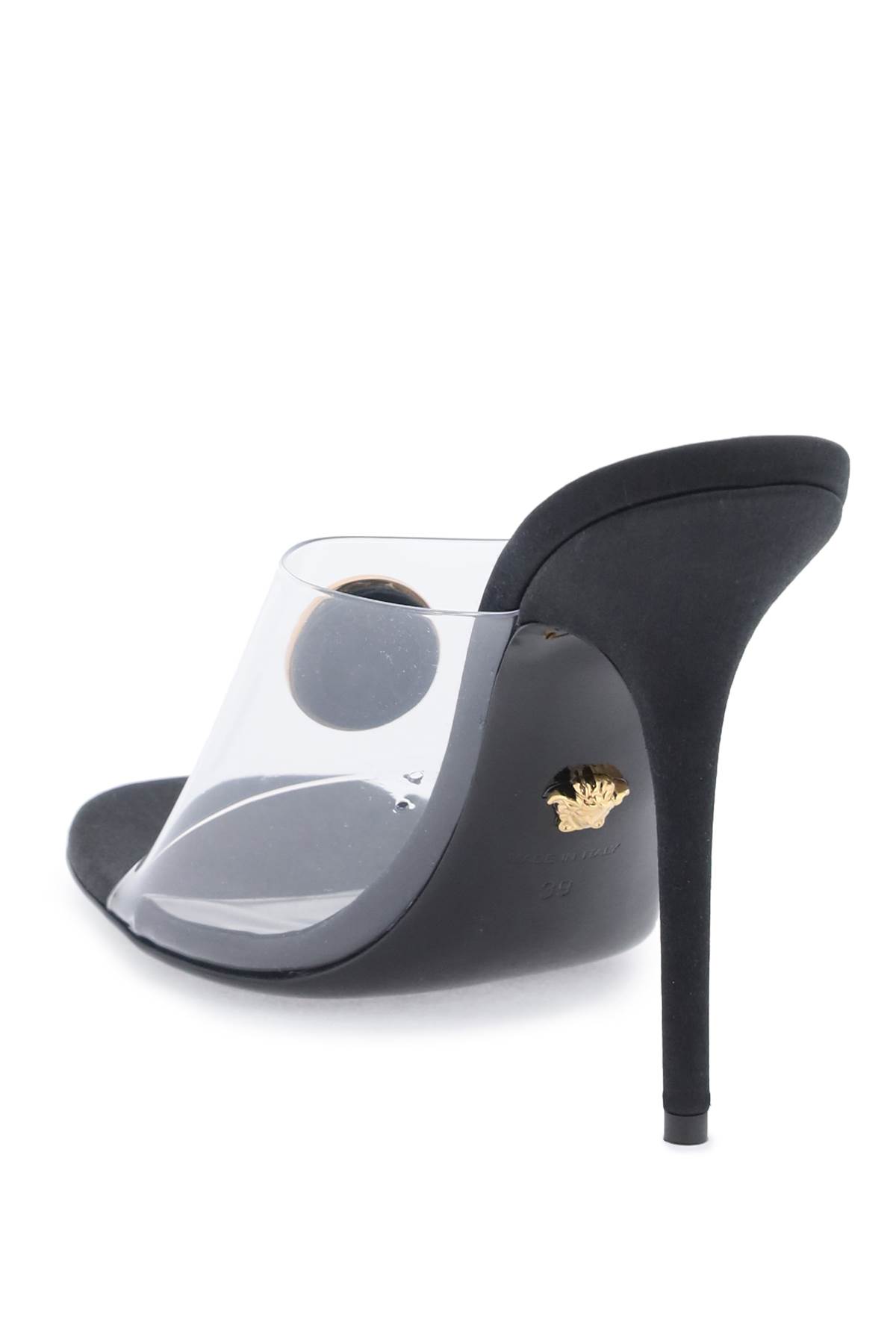 Shop Versace Vagabond Mules In Trasparent Black  Gold (black)