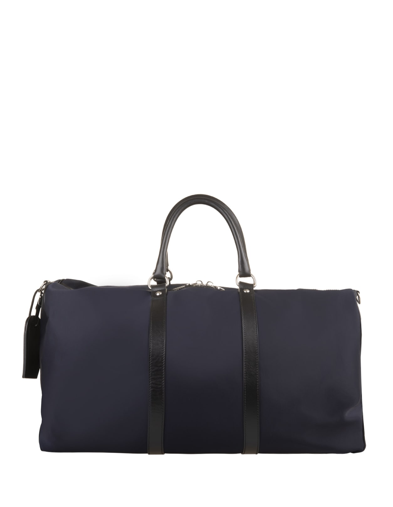 Shop Kiton Navy Blue Nylon And Leather Duffle Bag With Logo