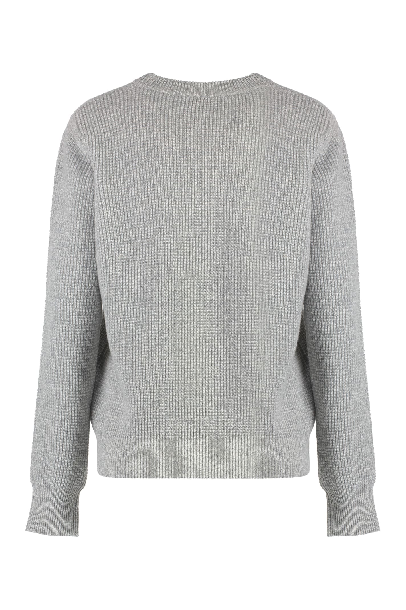 Shop Maison Kitsuné Crew-neck Wool Sweater In Grey