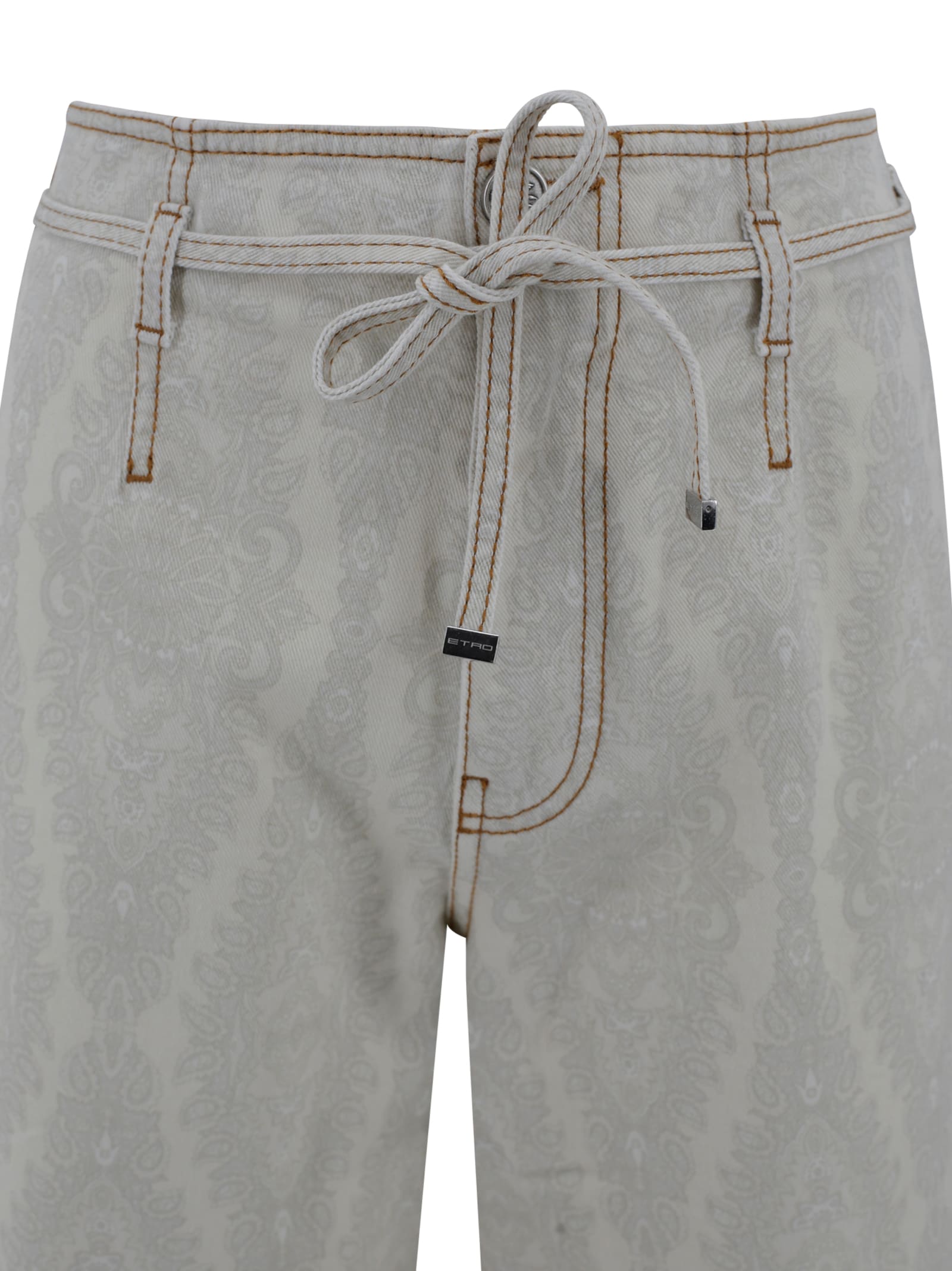Etro Denim Culottes With Paisley Belt Medallion