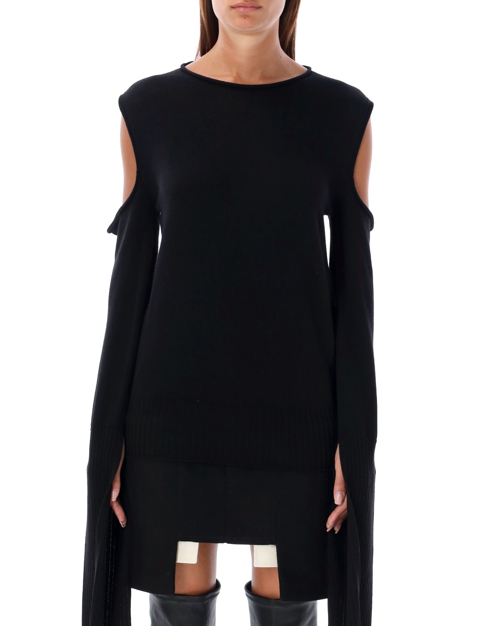 Shop Rick Owens Cape Sleeve Knit In Black