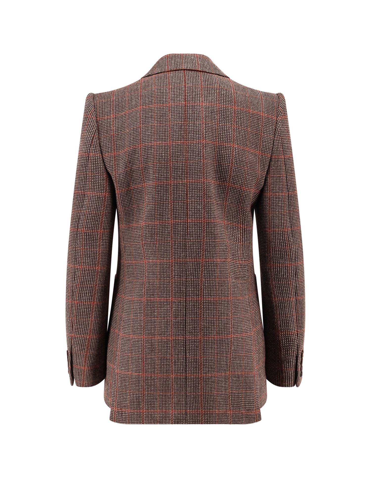 Chloé Single-breasted Checked Brown Wool Jacket Women In Brown
