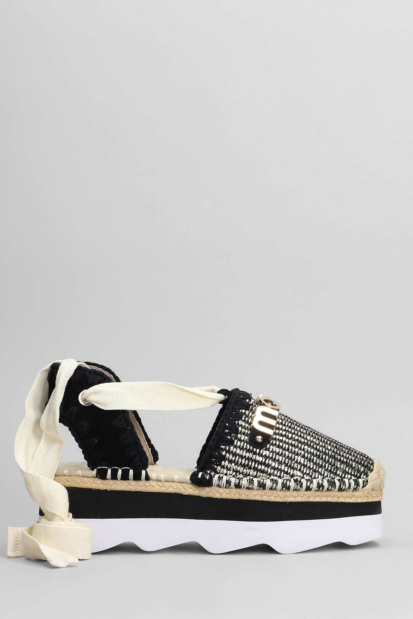 Espa Sandal Espadrilles In Black Raffia