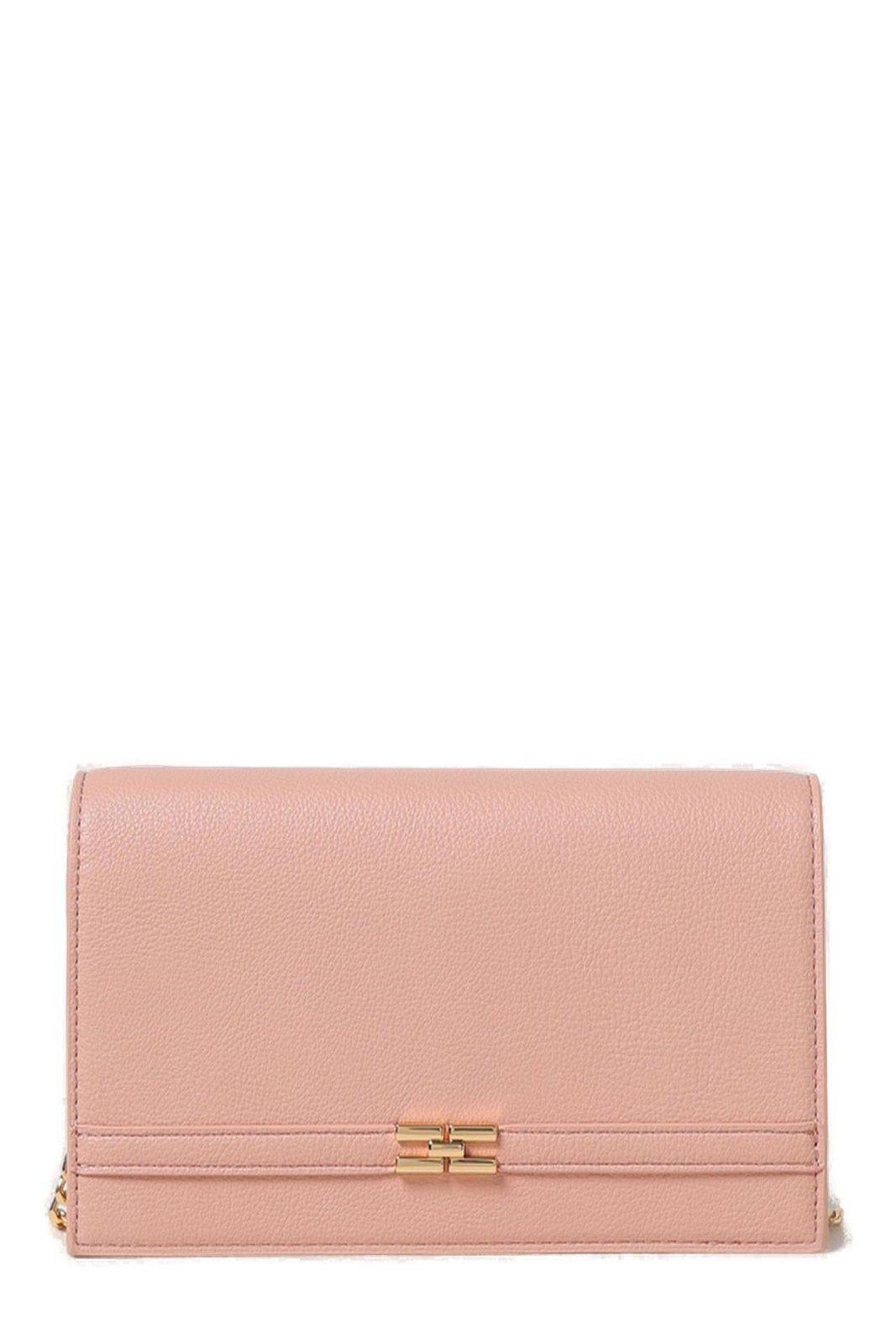 Elisabetta Franchi Logo Plaque Chain Linked Clutch Bag