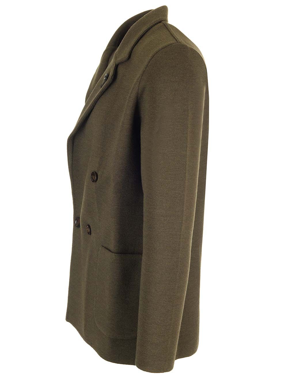 Shop Lardini Double Breasted Knitted Jacket In Green