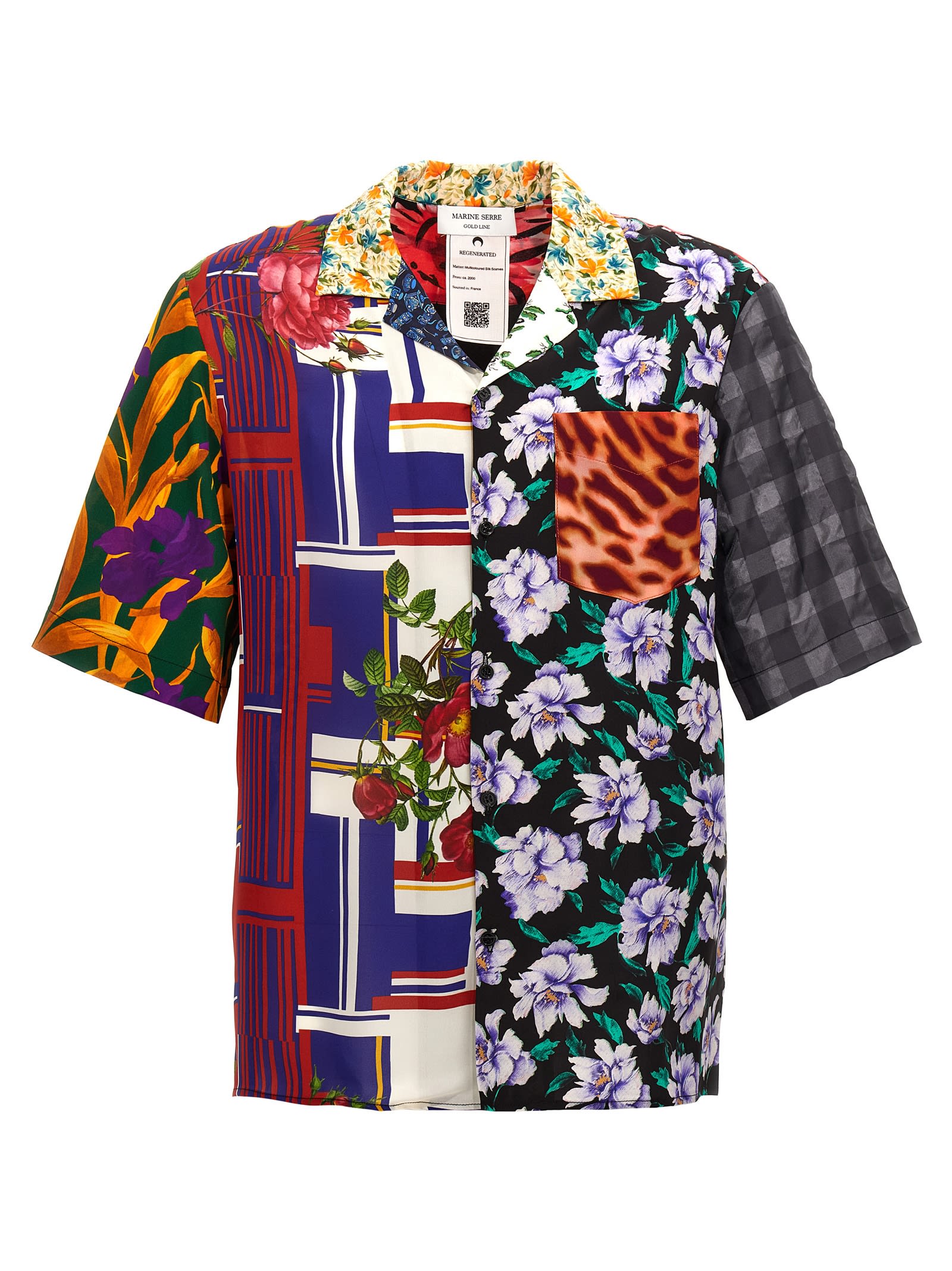 Shop Marine Serre Regenerated Silk Scarves Shirt In Multicolor