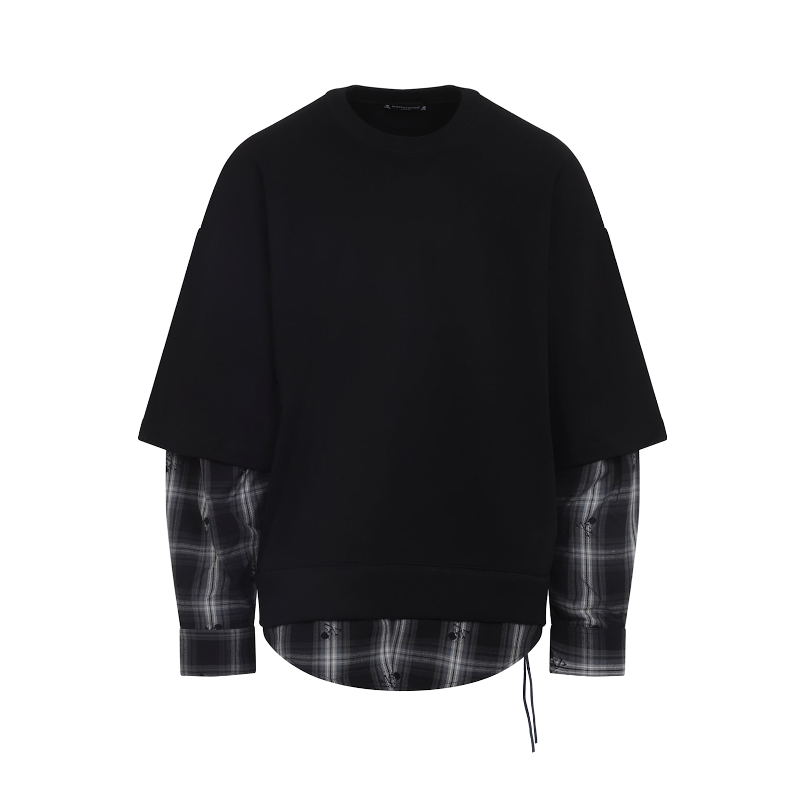 Mastermind Japan Multilayered Cotton Sweatshirt With Plaid Detail In Black
