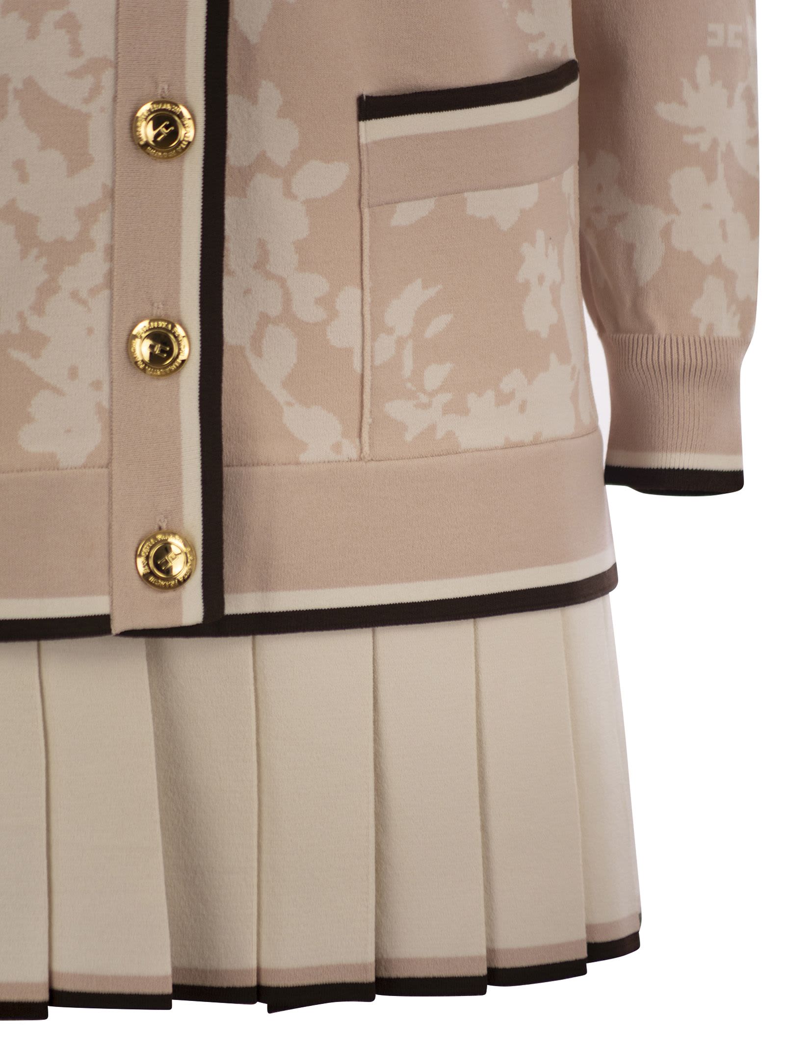 Elisabetta Franchi Knitted Dress In Nude/butter