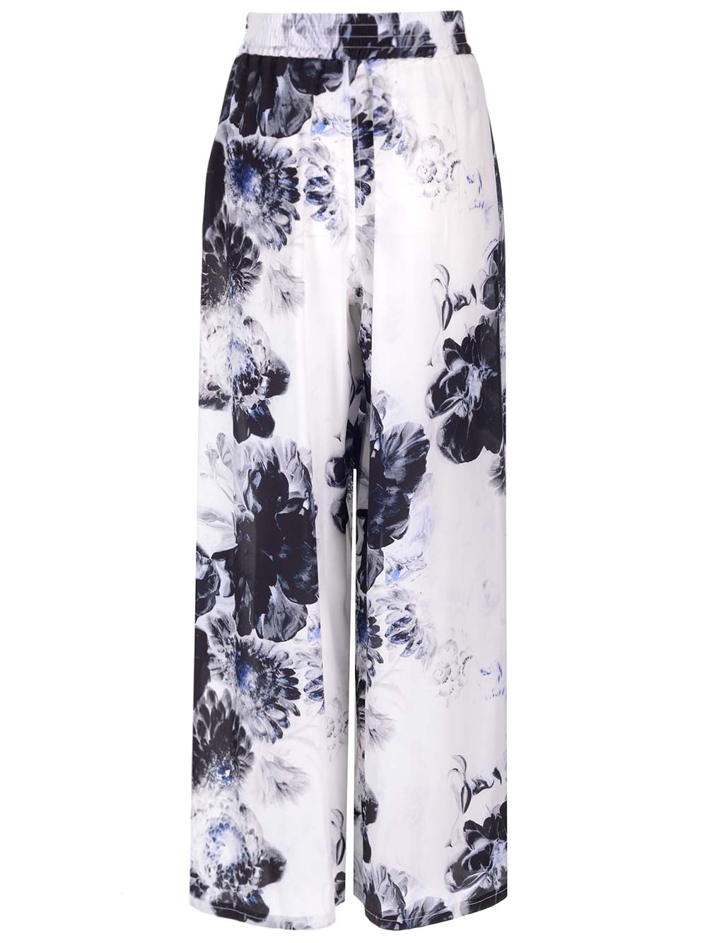 Shop Alexander Mcqueen Crepe De Chine Pyjama Trousers In Bianco E Blu