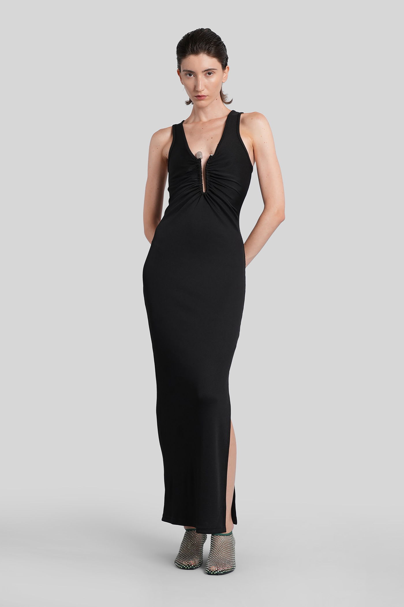 Christopher Esber Crystal-embellished Ruched Stretch-jersey Maxi Dress In Black