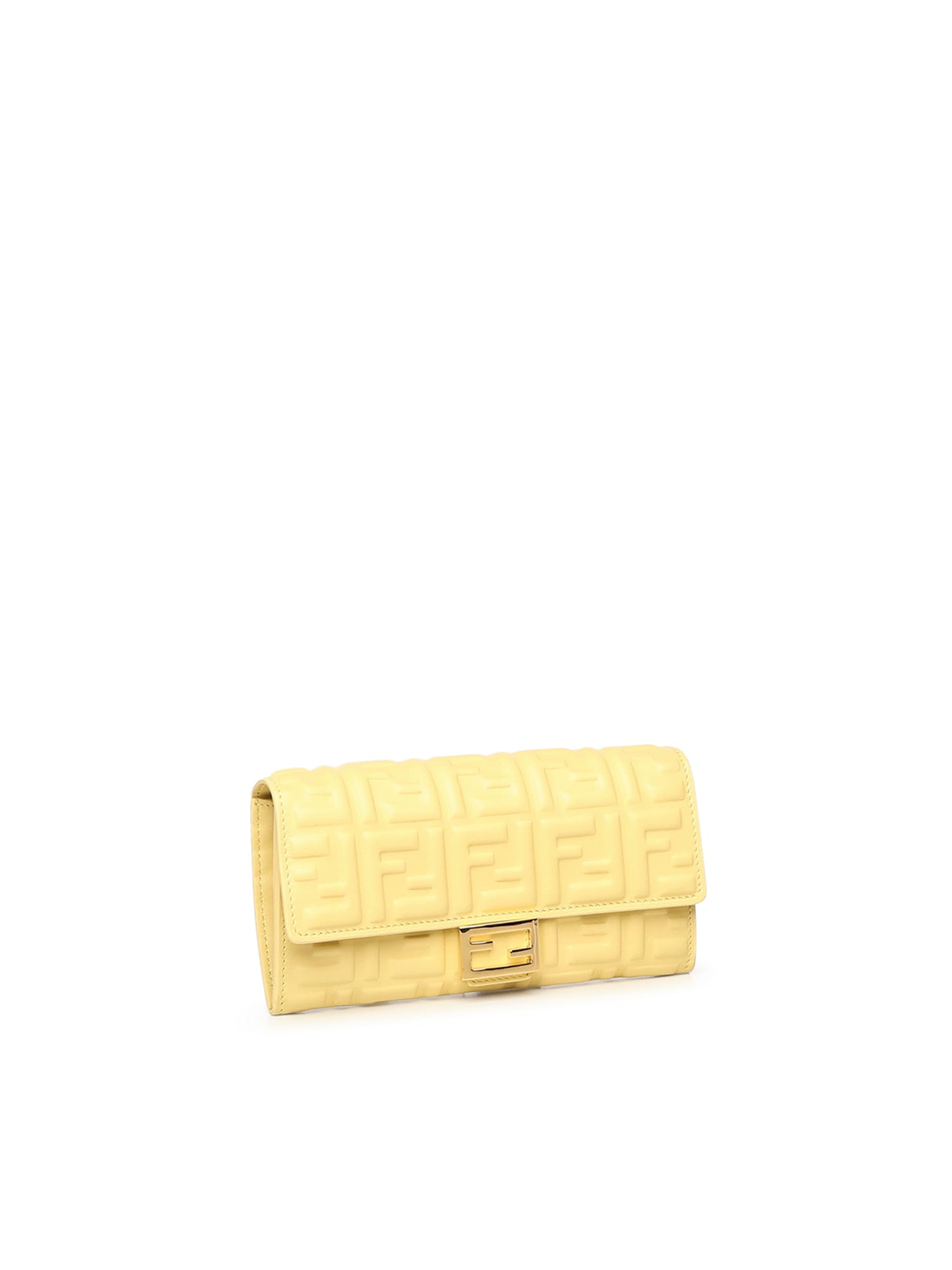 Fendi Baguette Continental Wallet In Nappa Leather In Yellow