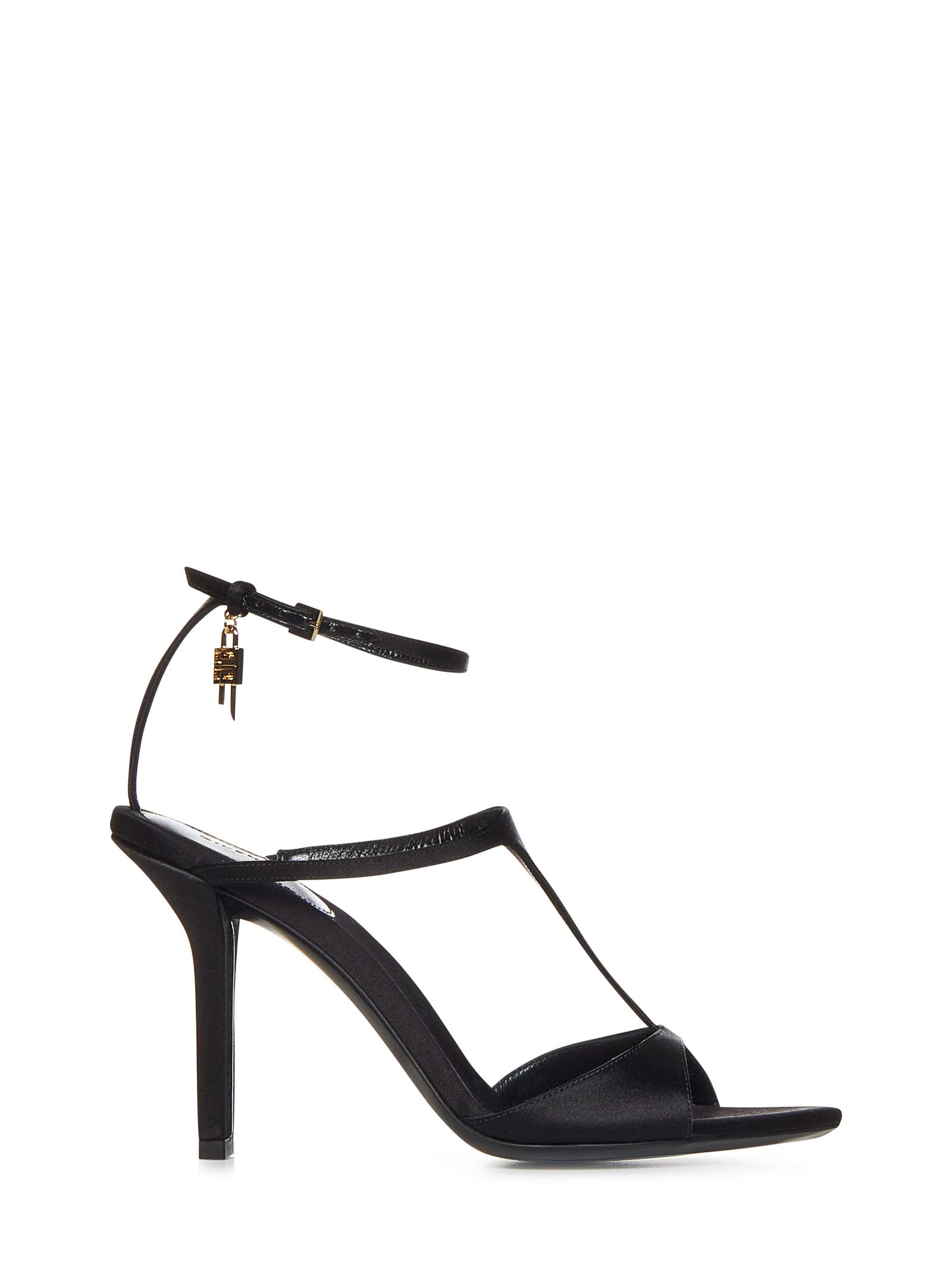 Givenchy Embossed Leather Heel Sandals In Nero