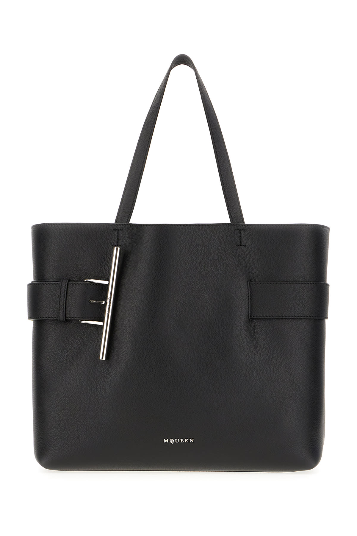 Black Leather Shopping Bag