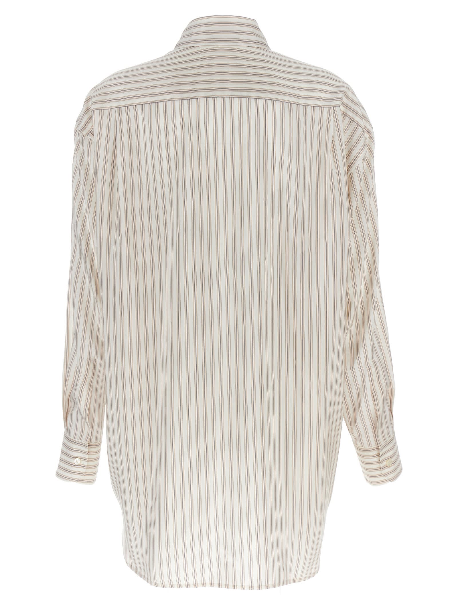 Shop Etro Logo Embroidery Striped Shirt In Multicolor