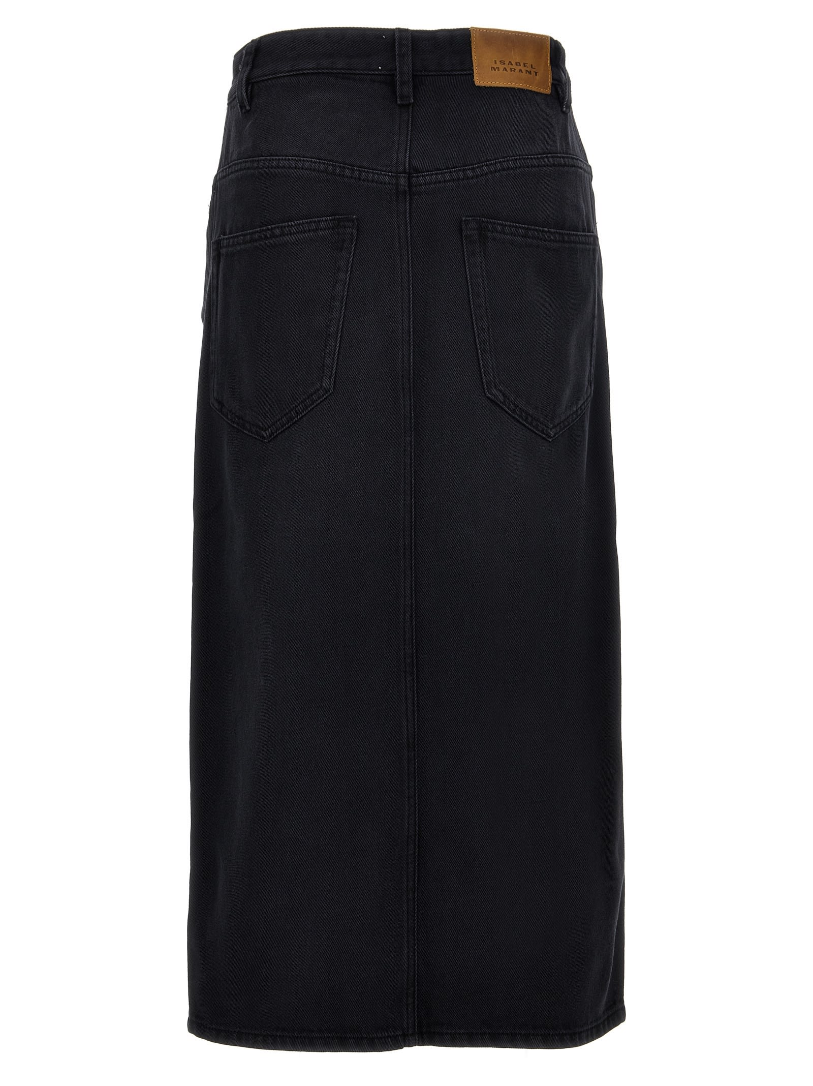 Isabel Marant Tilauria Fine Denim Midi Skirt Clothing In Black