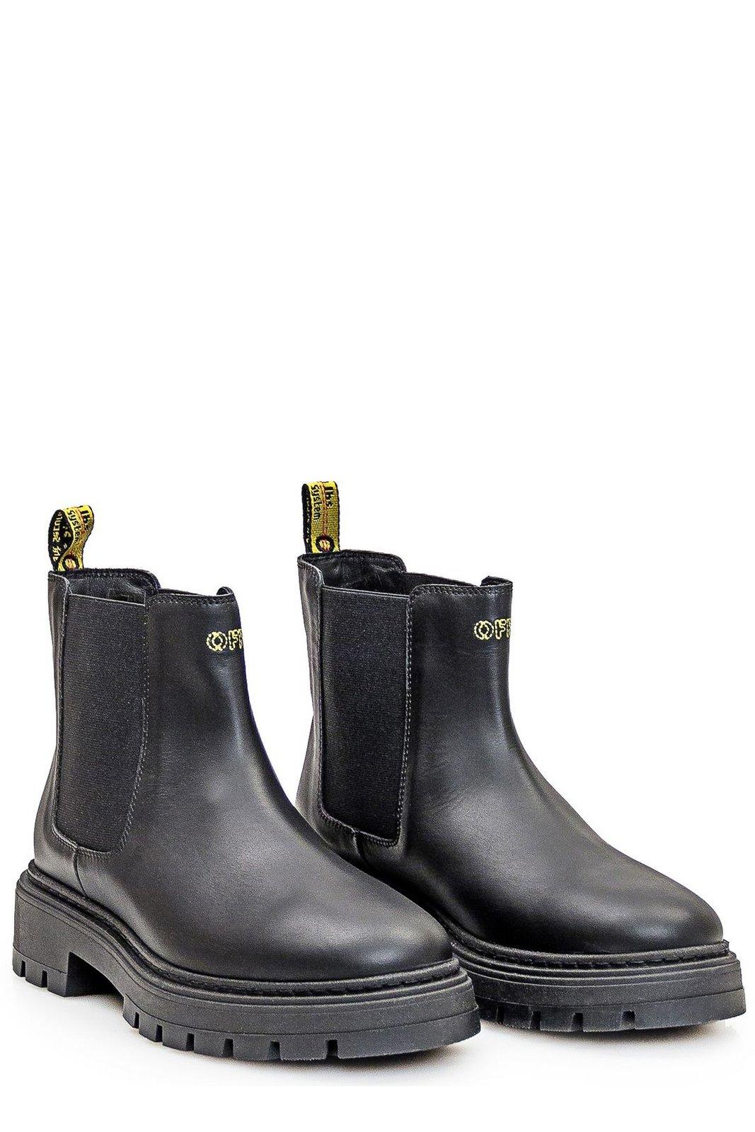 Shop Off-white Round Toe Ankle Boots In Black