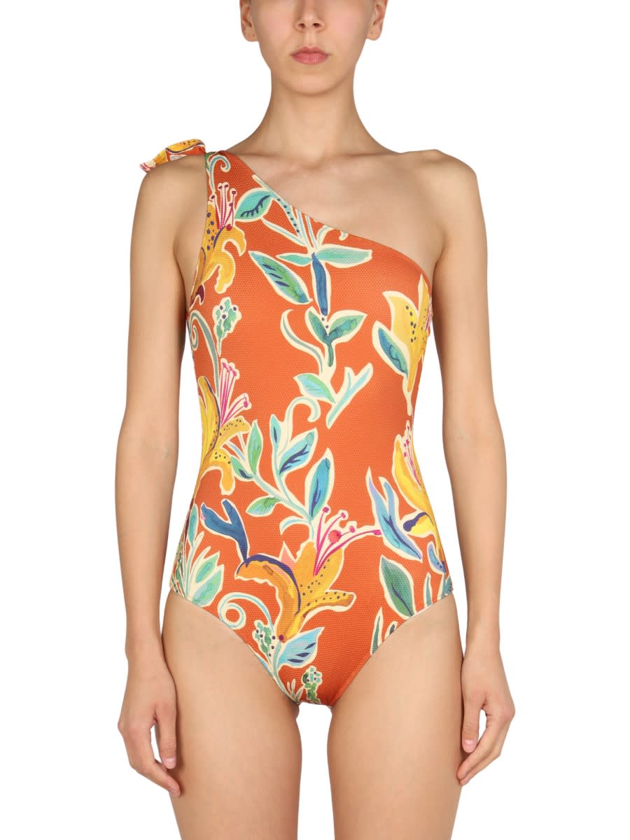 Shop La Doublej Goddess One-piece Swimsuit In Multicolour