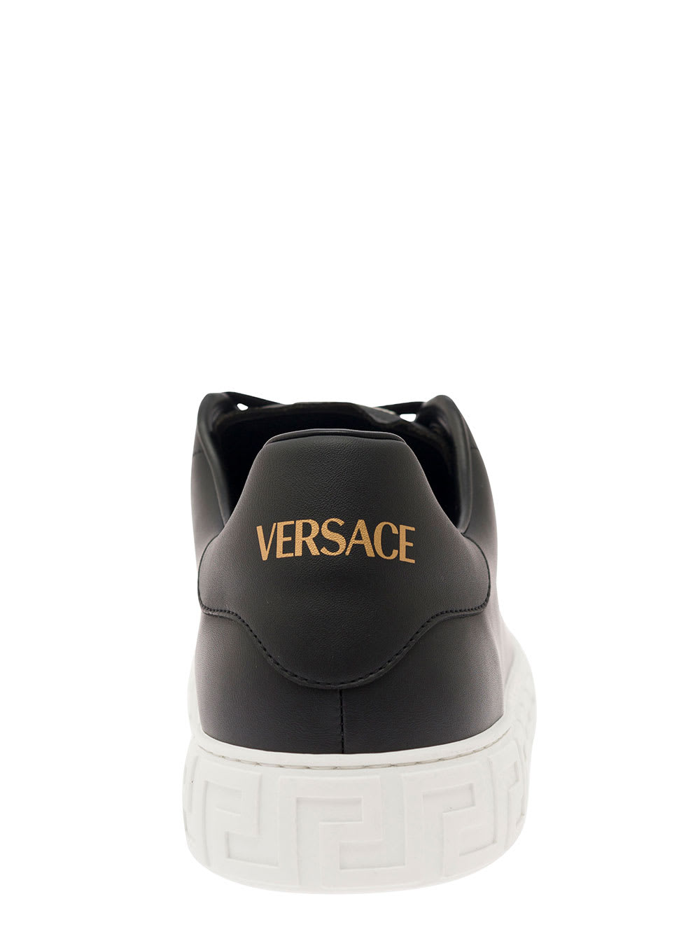 Shop Versace Sneaker Basse New Greca Con Motivo Greca In Eco-pelle Nera Uomo In Black