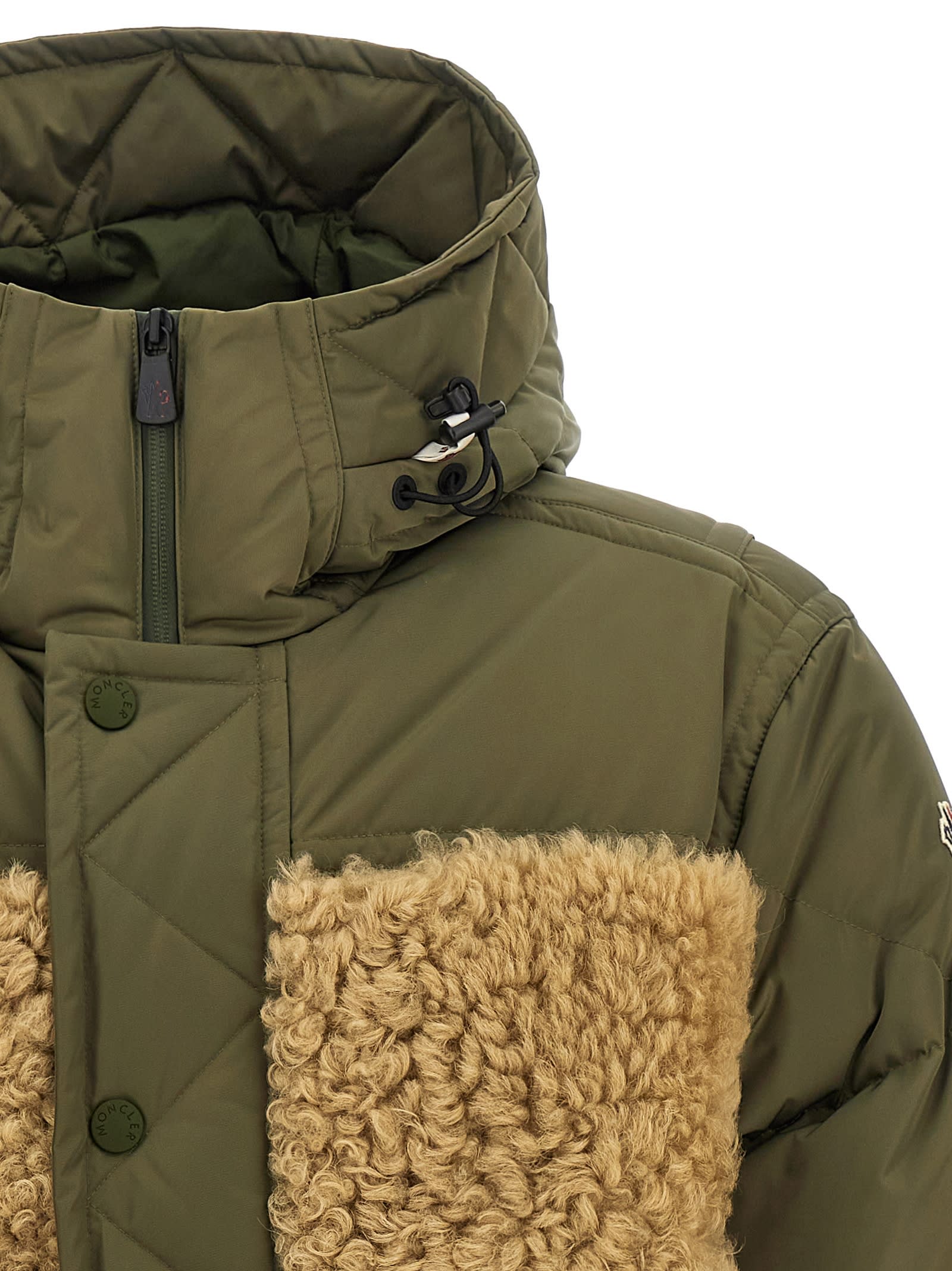 Moncler Grifford Shearling-panels Puffer Jacket In Green