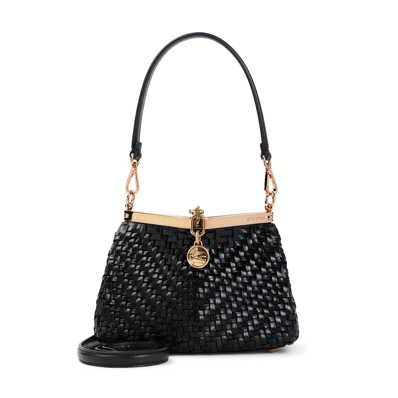 Shop Etro Small Vela Leather Bag In Nero