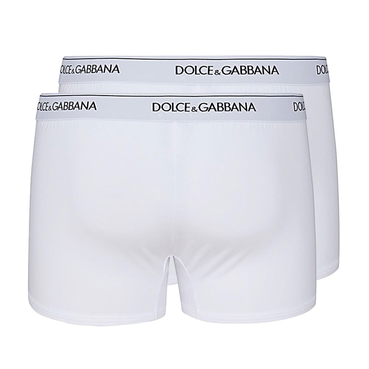 Shop Dolce & Gabbana White Cotton Logo Two Pack Boxers