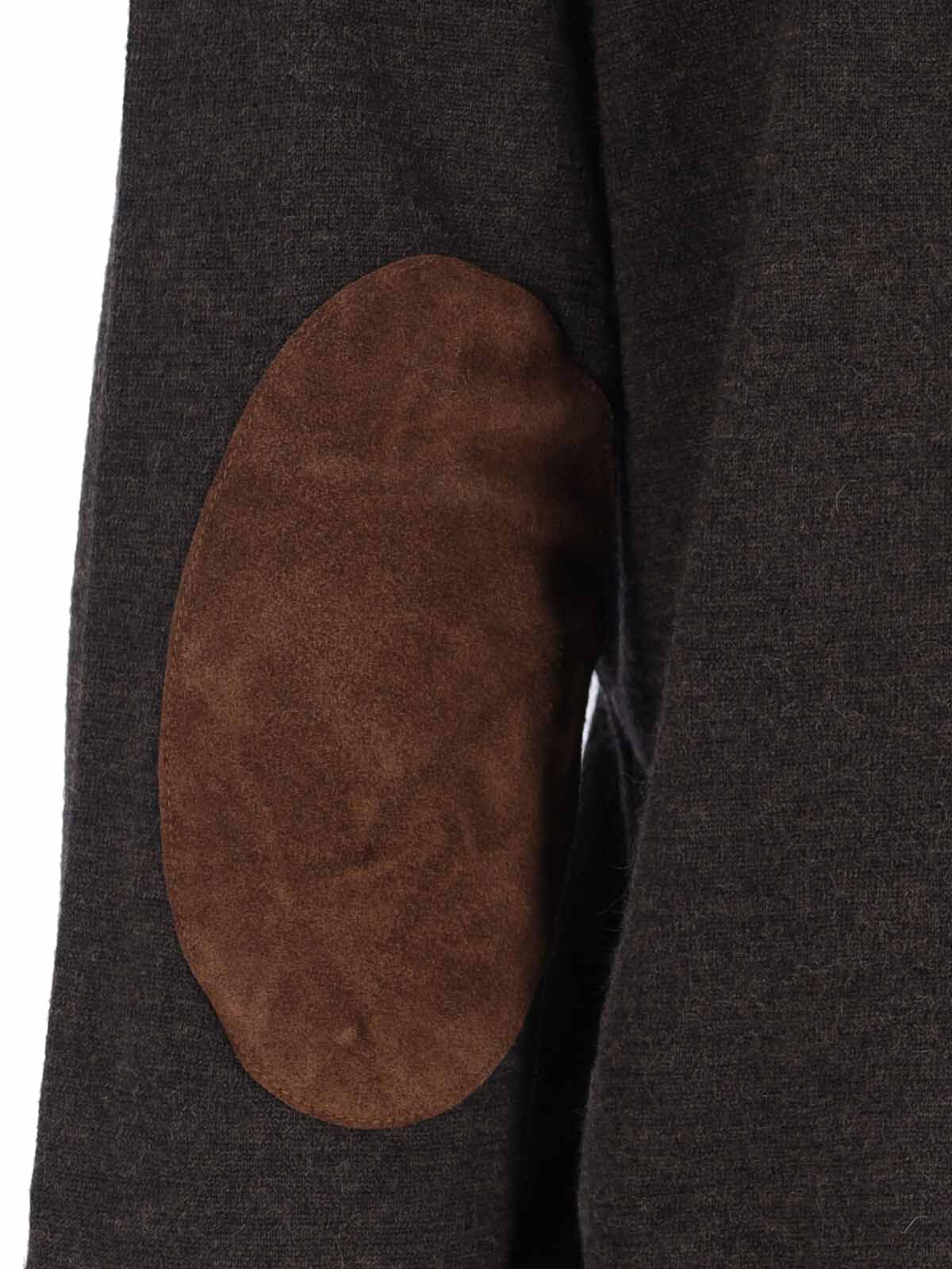 Maison Margiela Suede Patch Cardigan Sweaters And Cardigans Brown In Black