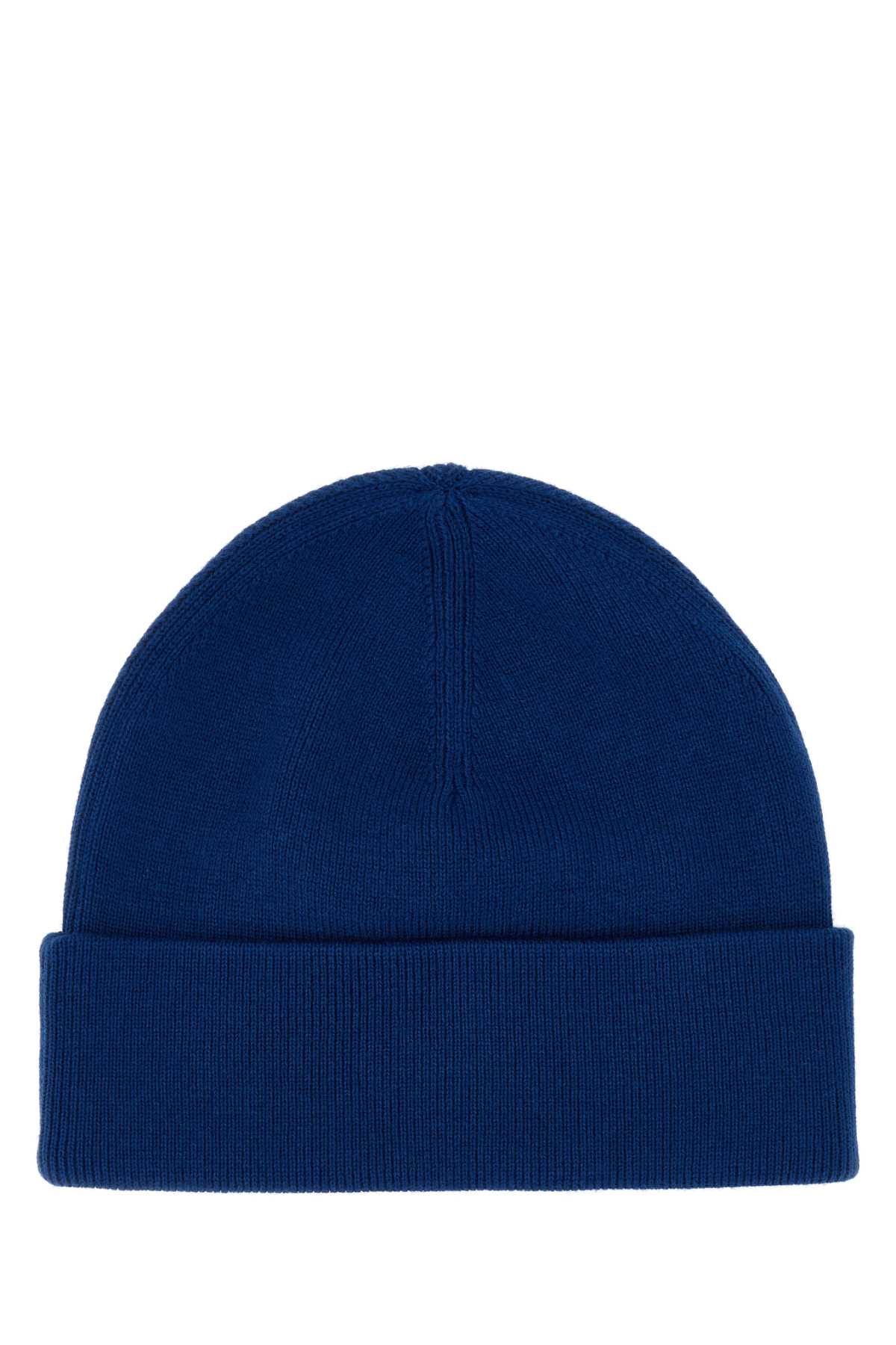 Fred Perry Electric Blue Wool Blend Beanie Hat In Navy