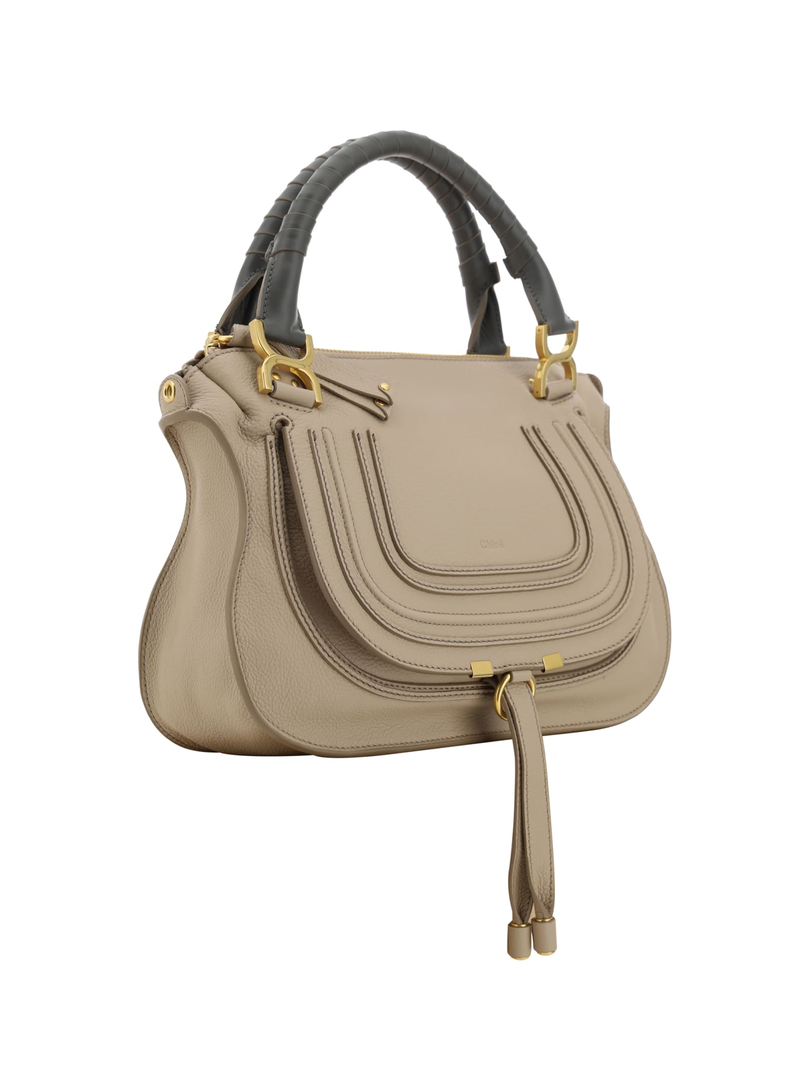 Shop Chloé Marcie Handbag In Floral Grey