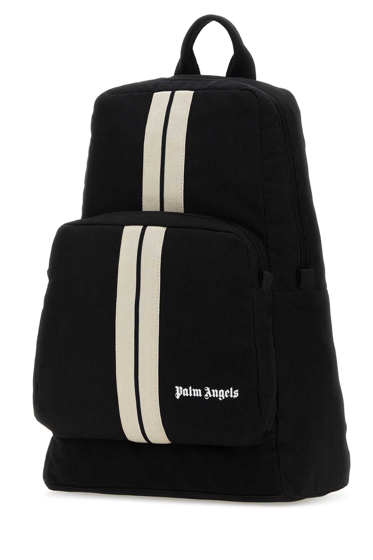 Shop Palm Angels Black Canvas Backpack In Blackoff