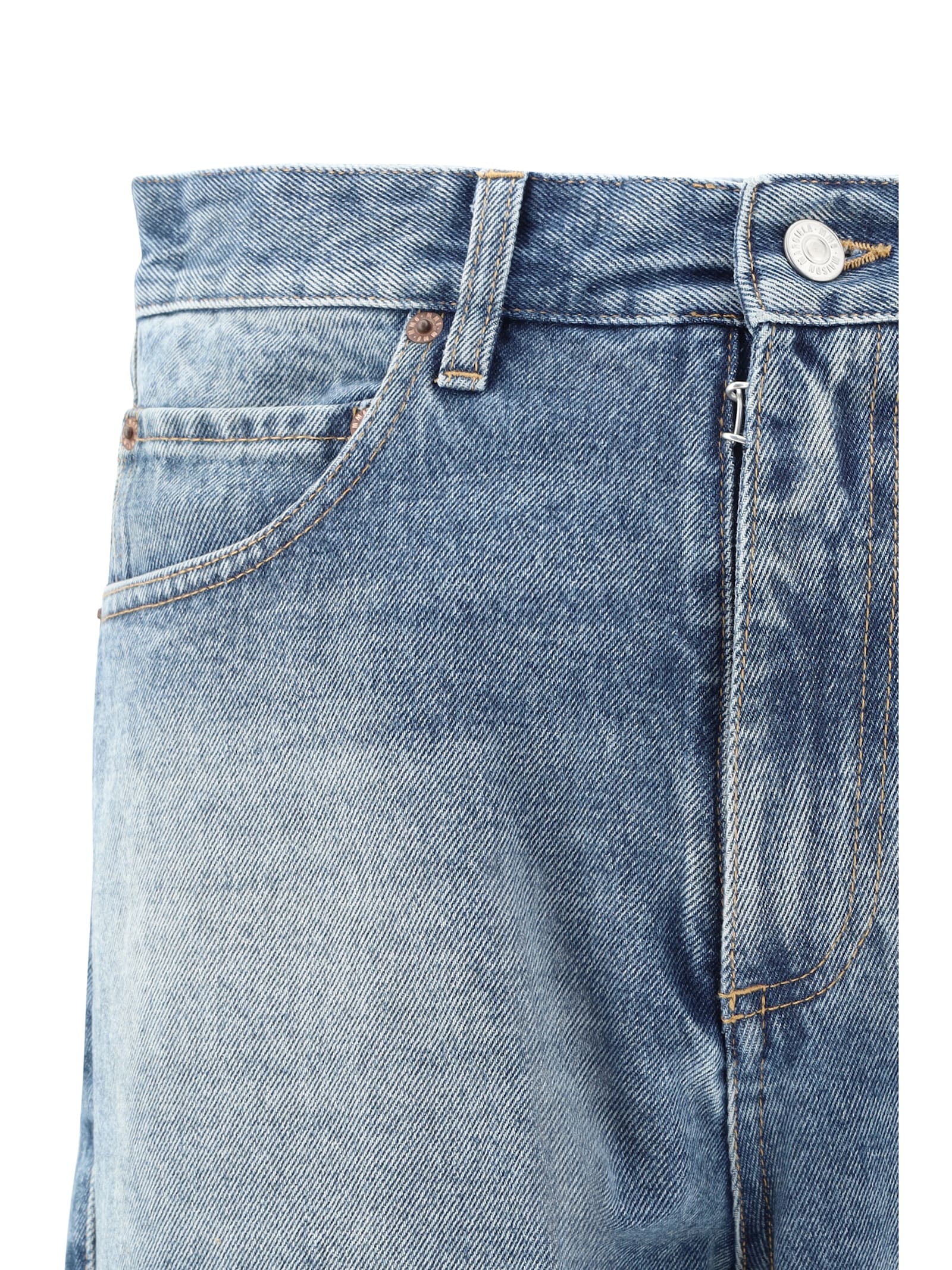 Mm6 Maison Margiela Straight Leg Cotton Jeans In Medium Blue