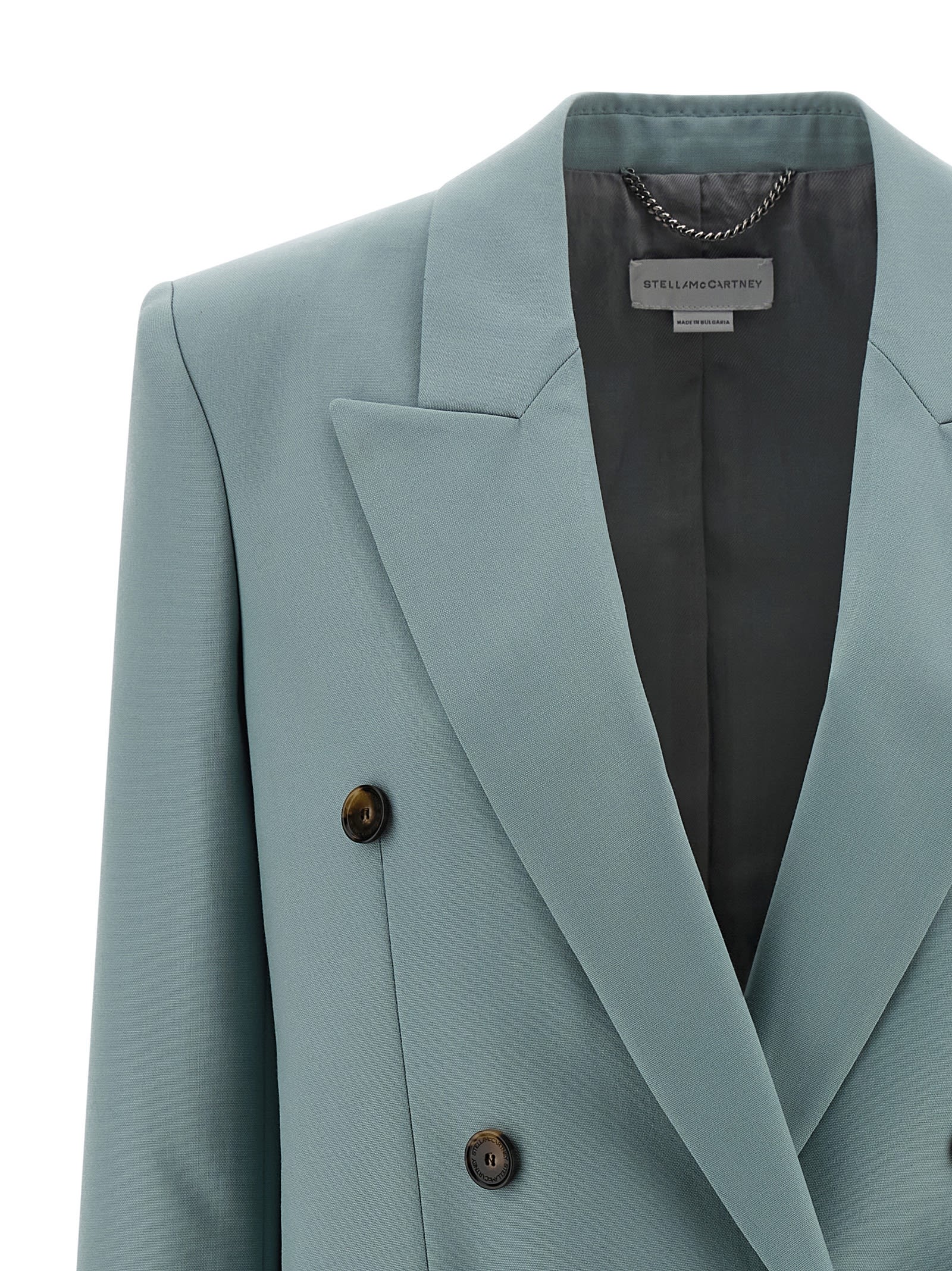 Stella Mccartney Tailored Double-breasted Wool Blazer With Peak Lapels In Blue