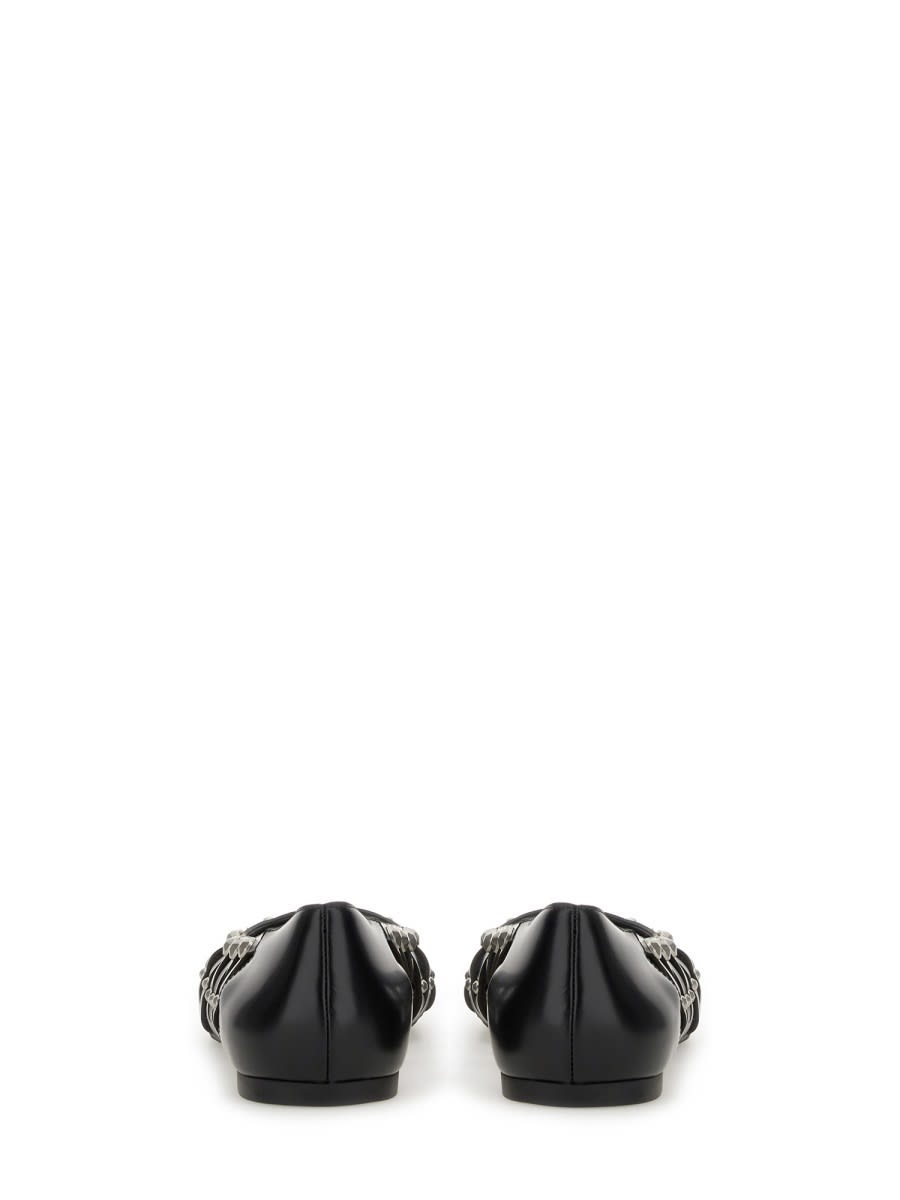 Ash Bazaar Bis Ballet Flats In Black Leather In Black