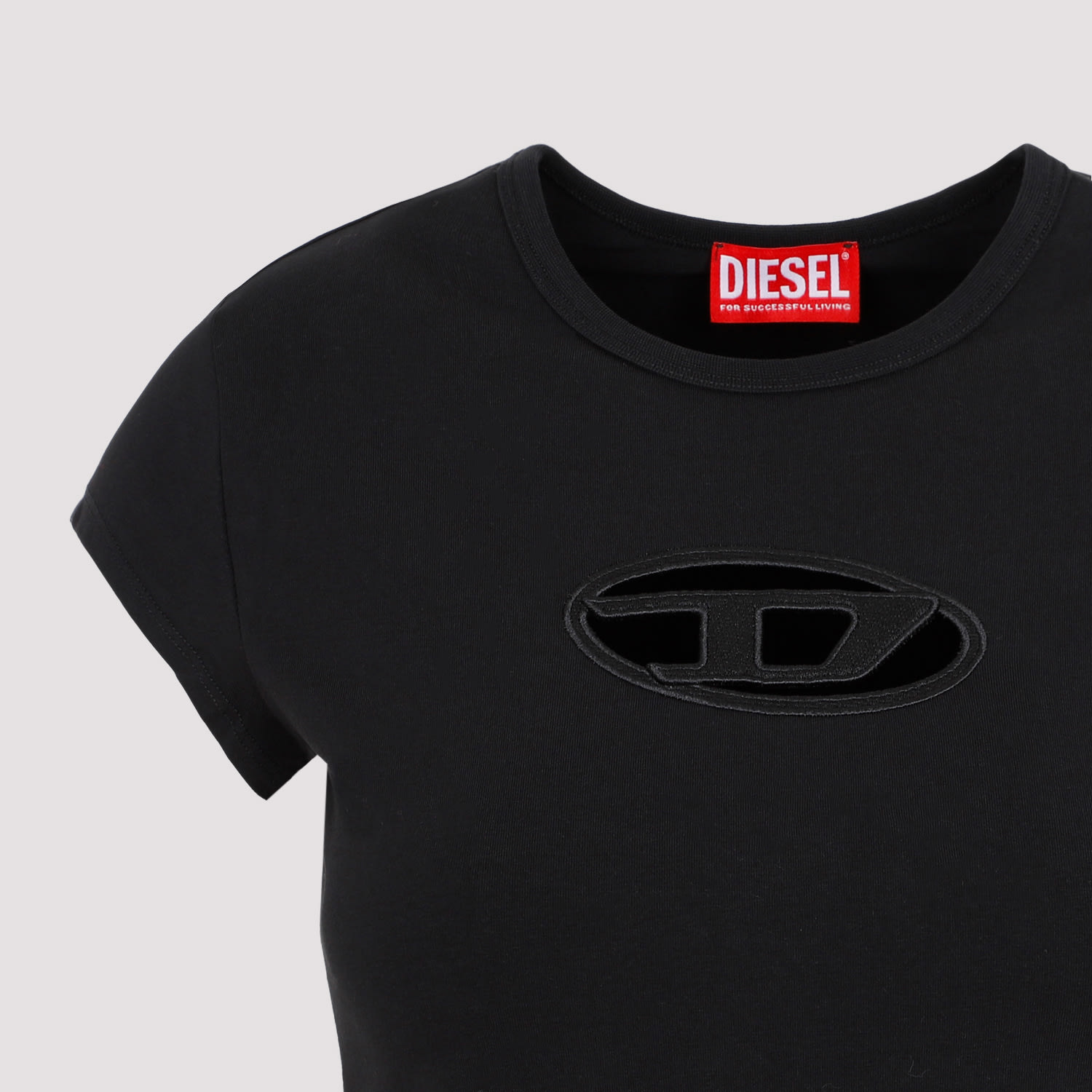 Diesel T-angie Cotton Crew-neck T-shirt In Black