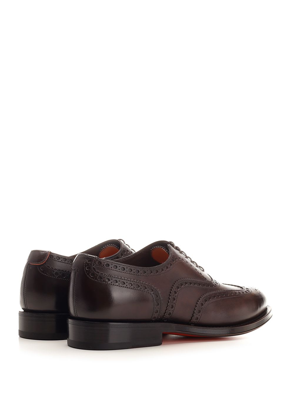 Shop Santoni Leather Oxford Brogue Lace-up In Brown