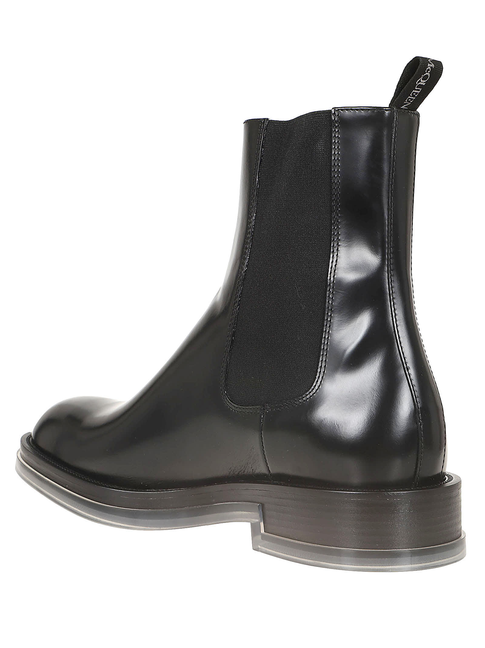 Shop Alexander Mcqueen Boot Leathe.s.leathe In Black Silver Transpa