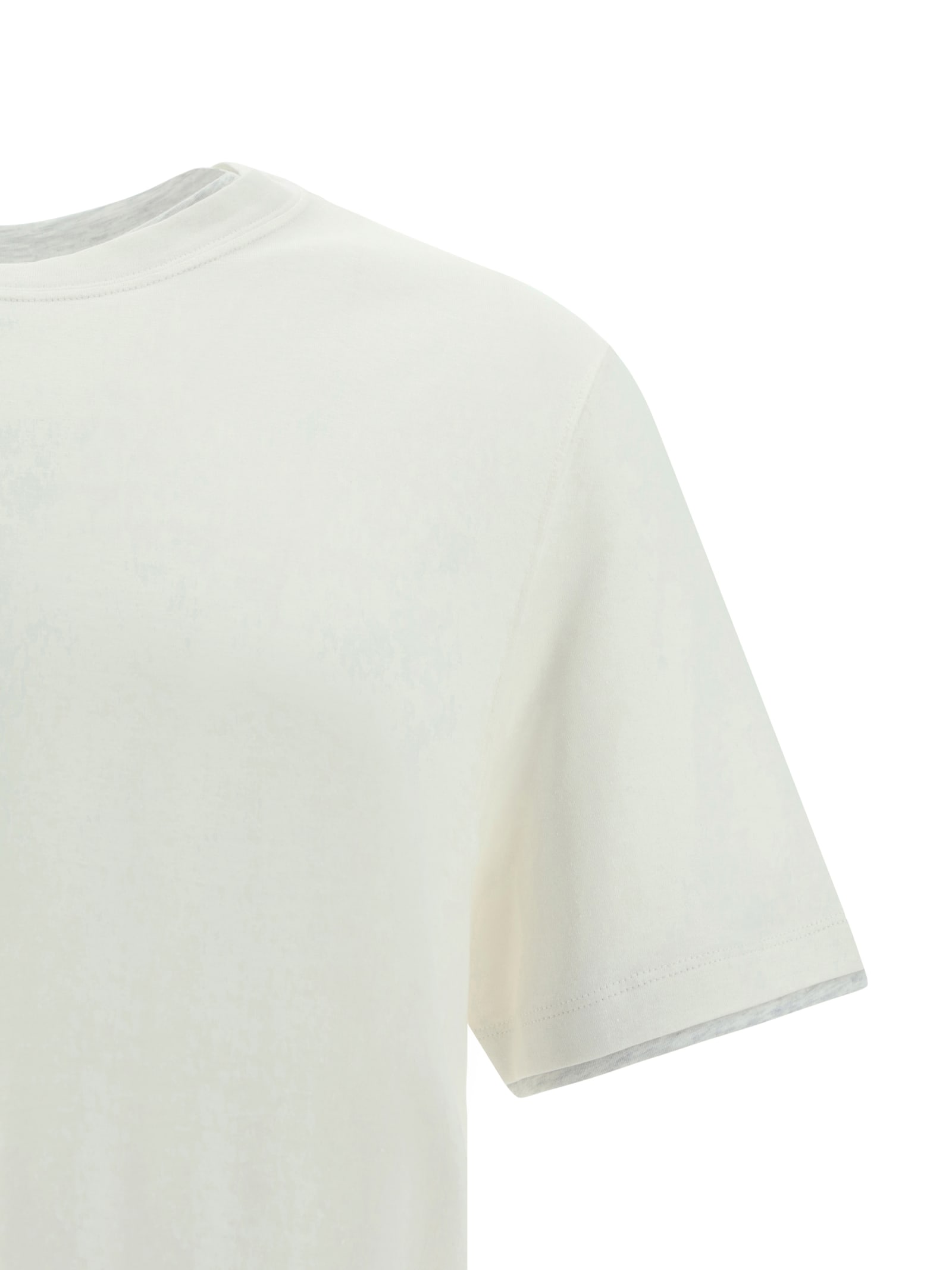 Shop Brunello Cucinelli T-shirt In Off White+perla